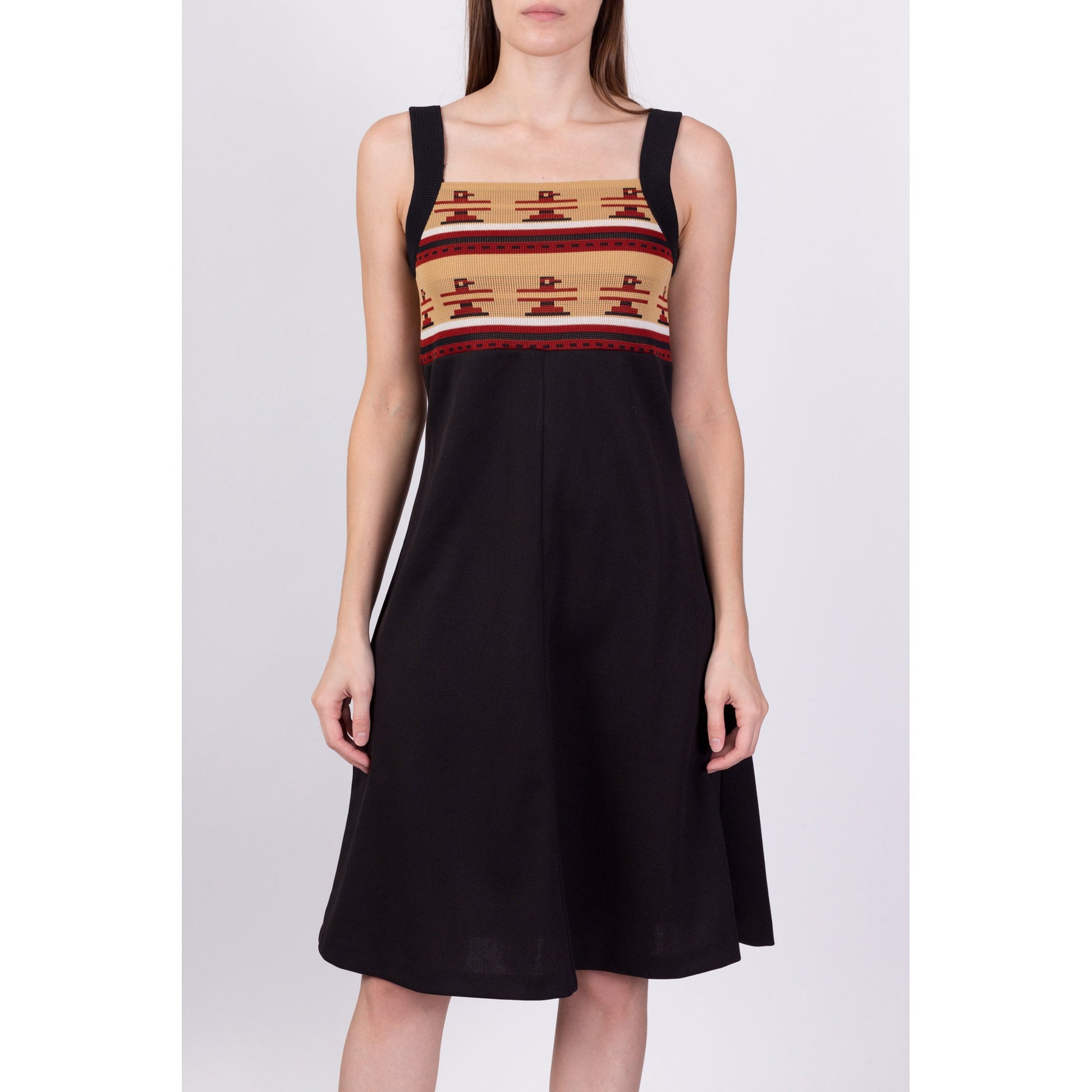 70s Eagle Totem A-Line Midi Dress - Small 