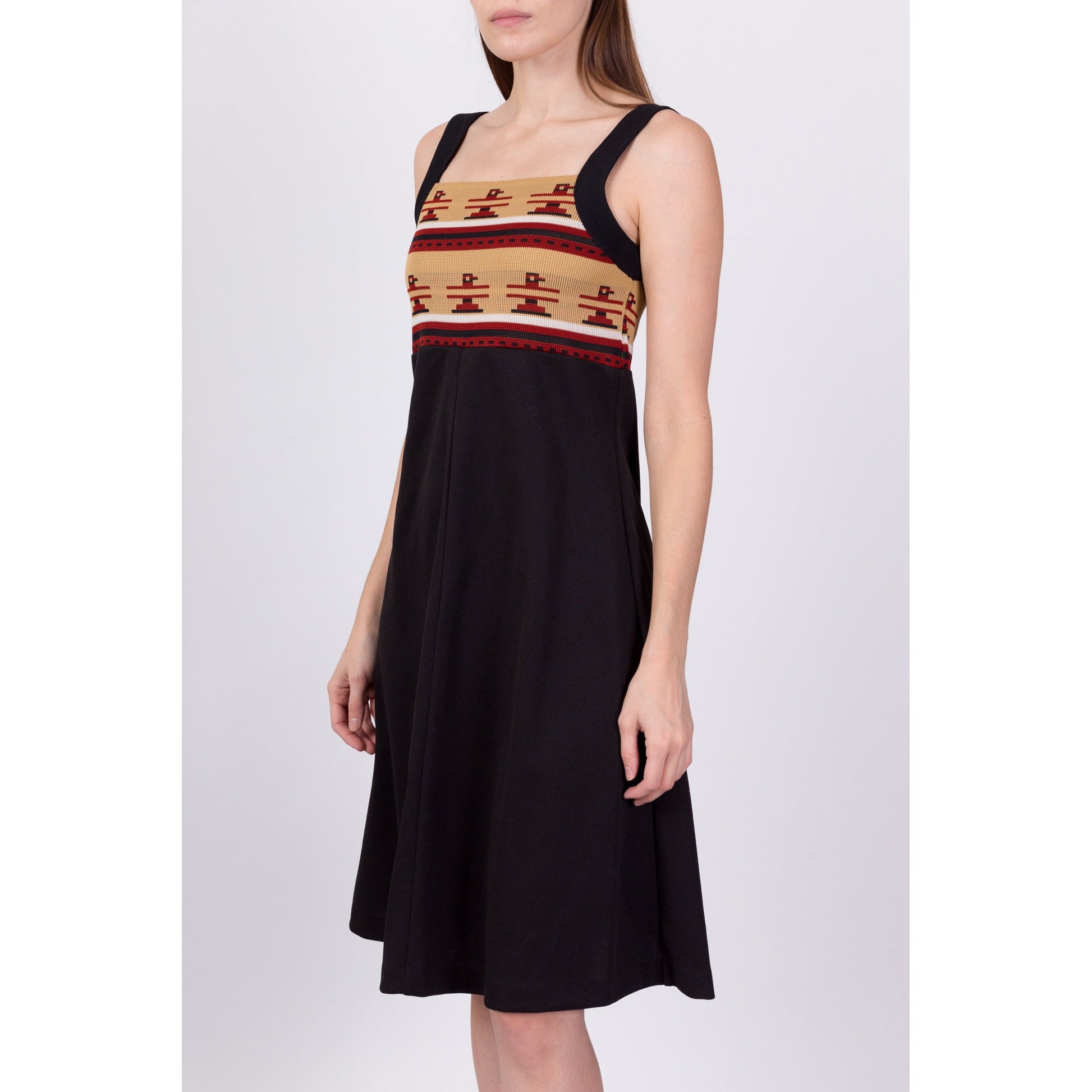 70s Eagle Totem A-Line Midi Dress - Small 