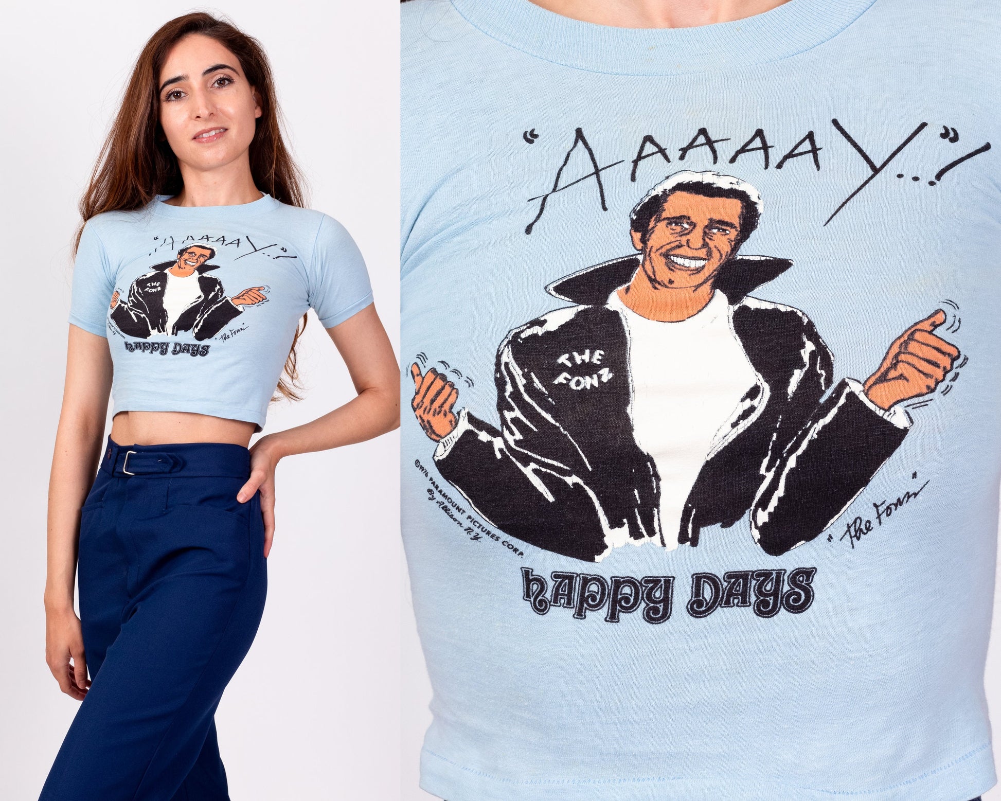 70s Happy Days The Fonz Cropped T Shirt - Petite XXS 