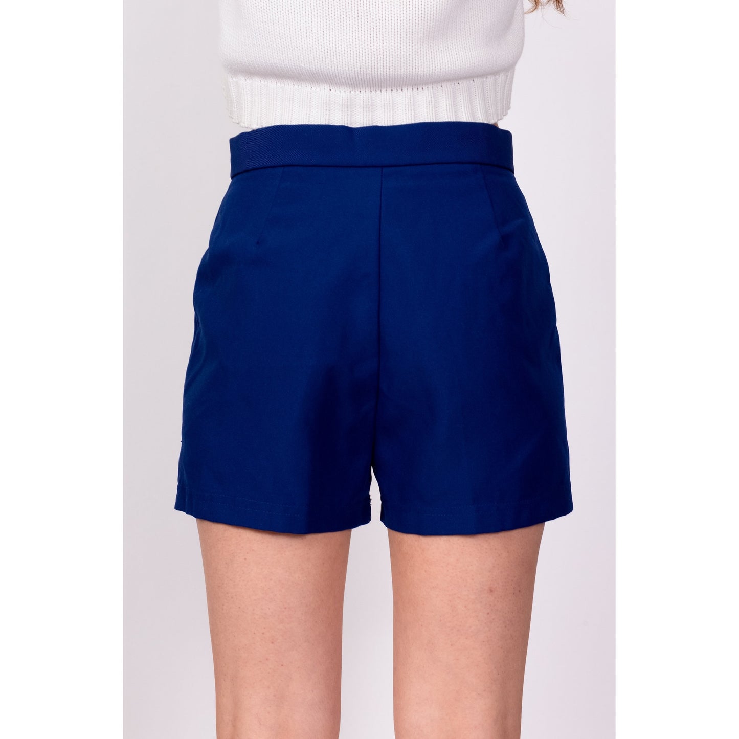 70s Royal Blue High Waisted Shorts - XS to Petite Small, 25.5" 