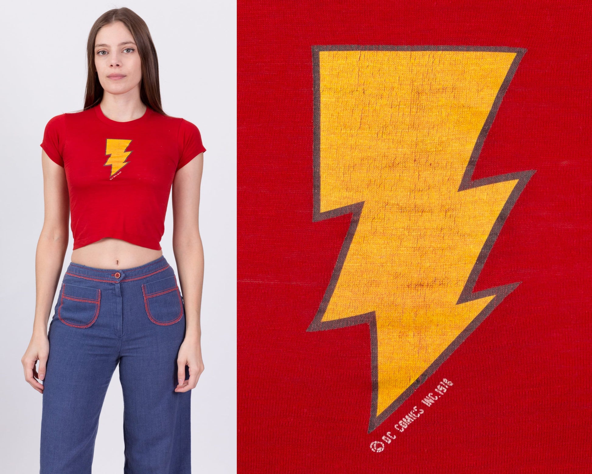 70s The Flash DC Comics Cropped T Shirt - XXS 