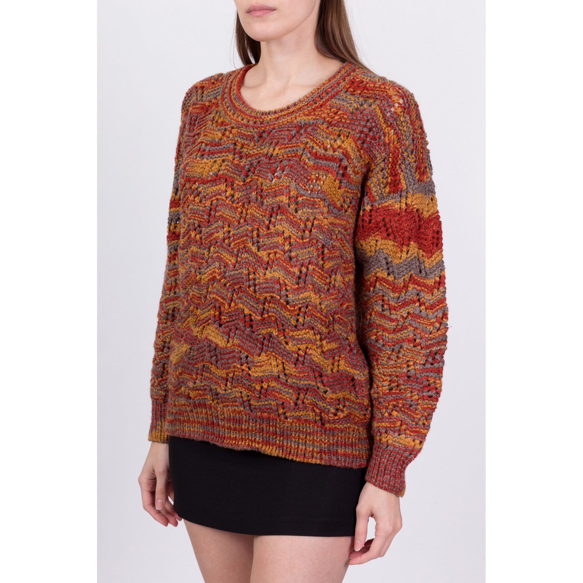 Vintage Abstract Knit Sweater - Medium to Large 