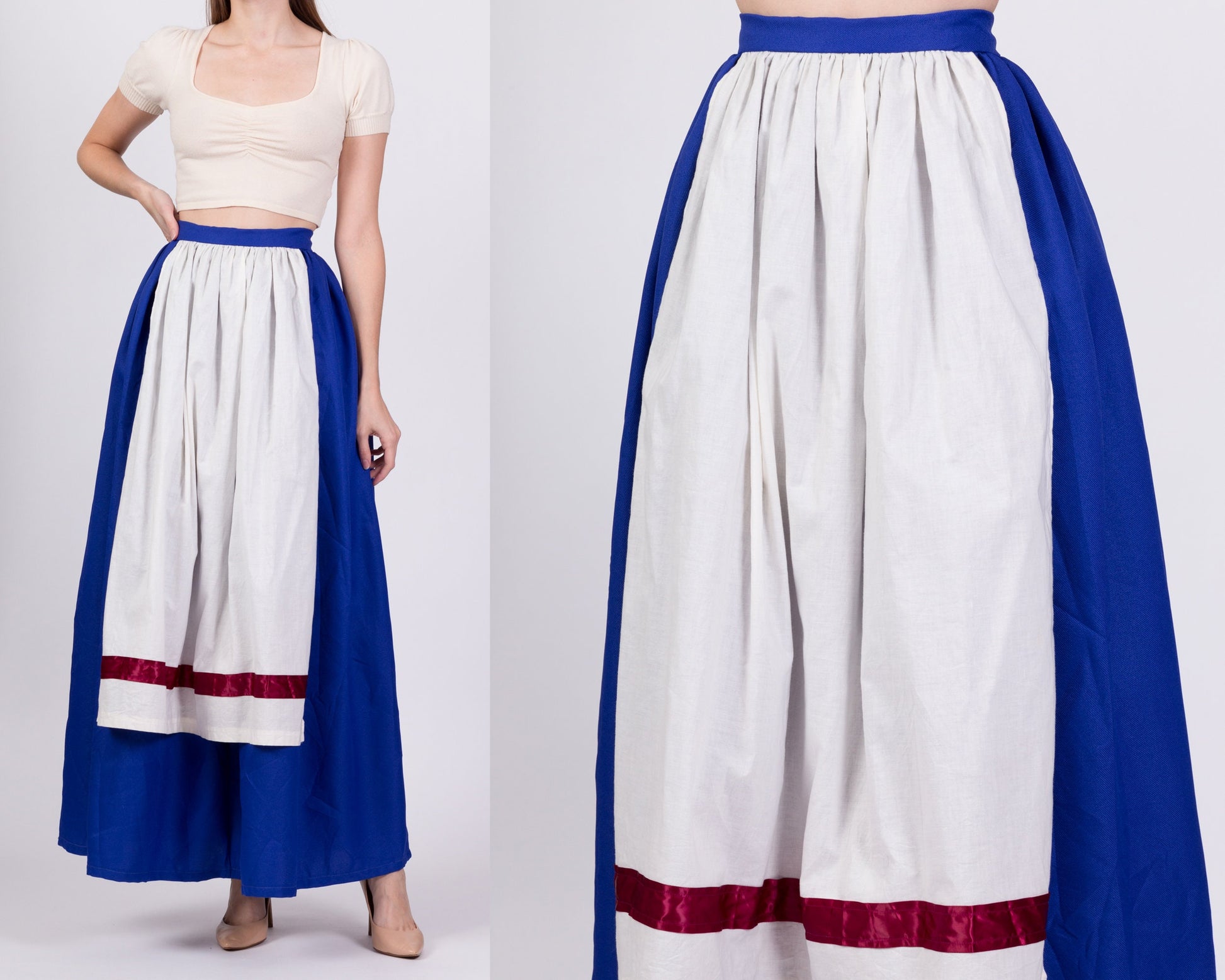 Vintage 70s Folk Costume Skirt - Medium, 29.5" 