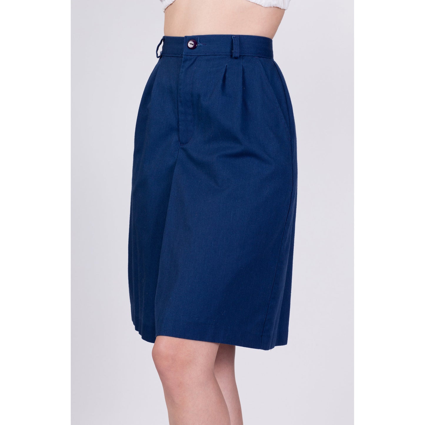 80s Blue High Waisted Culottes - Small, 26" 