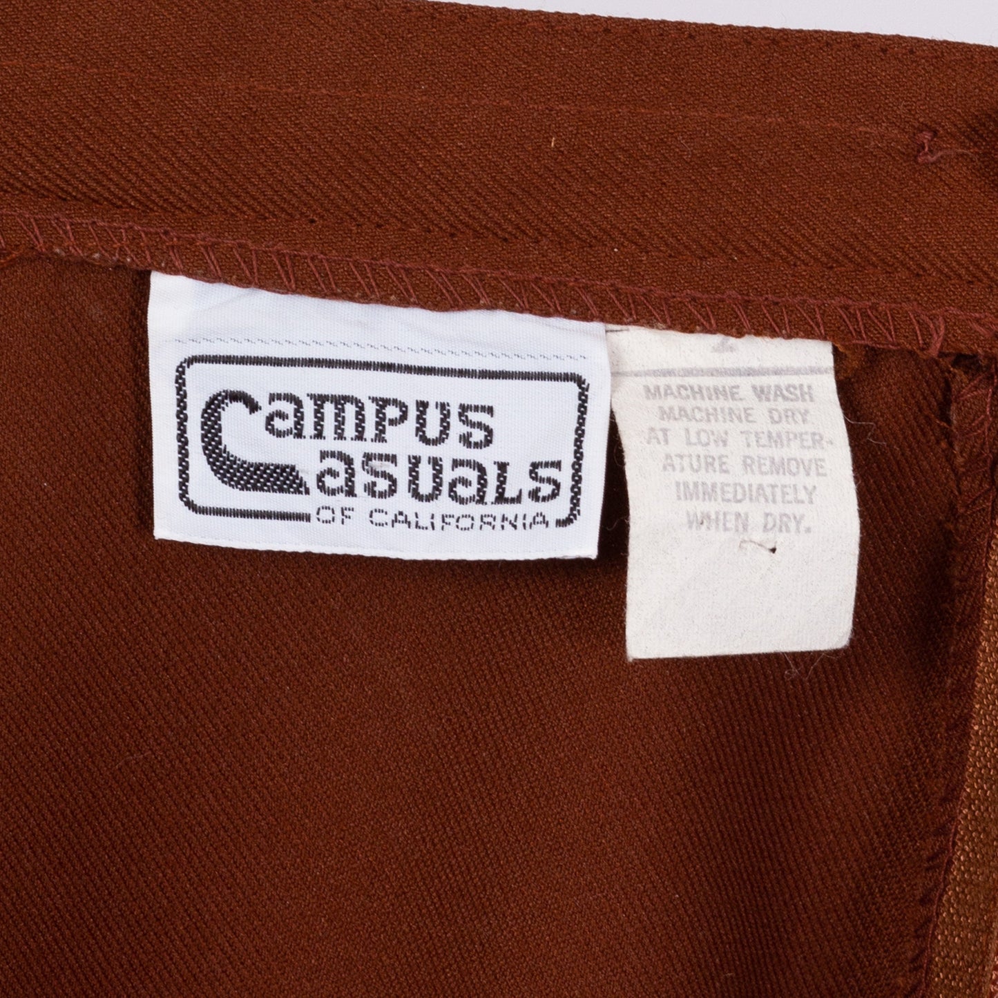 70s Campus Casuals Rust Brown A Line Skirt - Extra Small, 24.5" 