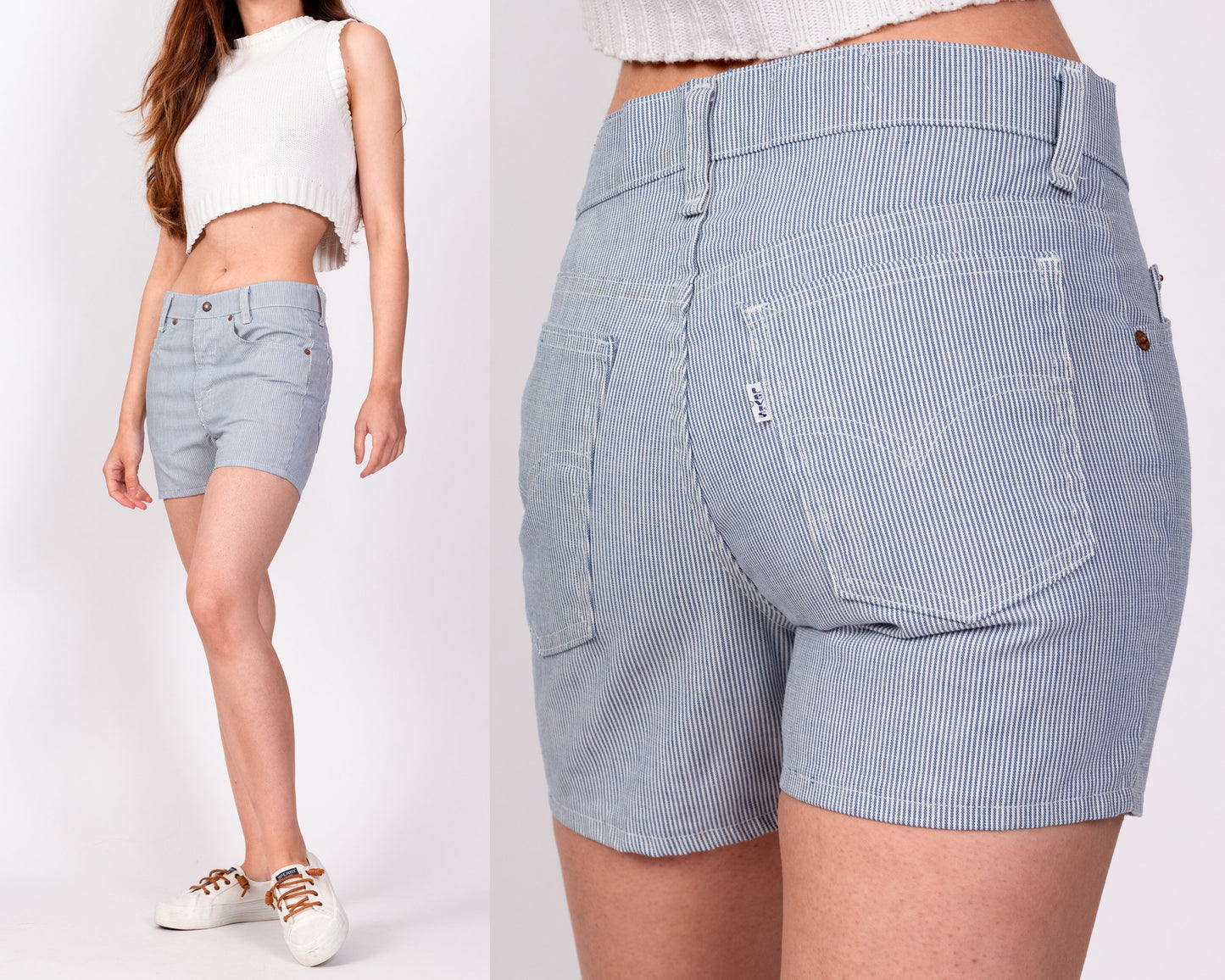 70s Levis Railroad Striped Shorts - Extra Small 