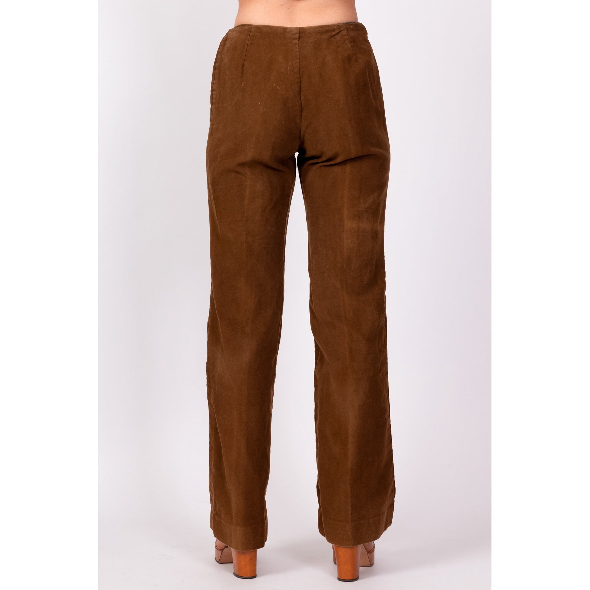 70s Ultrasuede Western Horn Buckle Pants - Petite Extra Small 