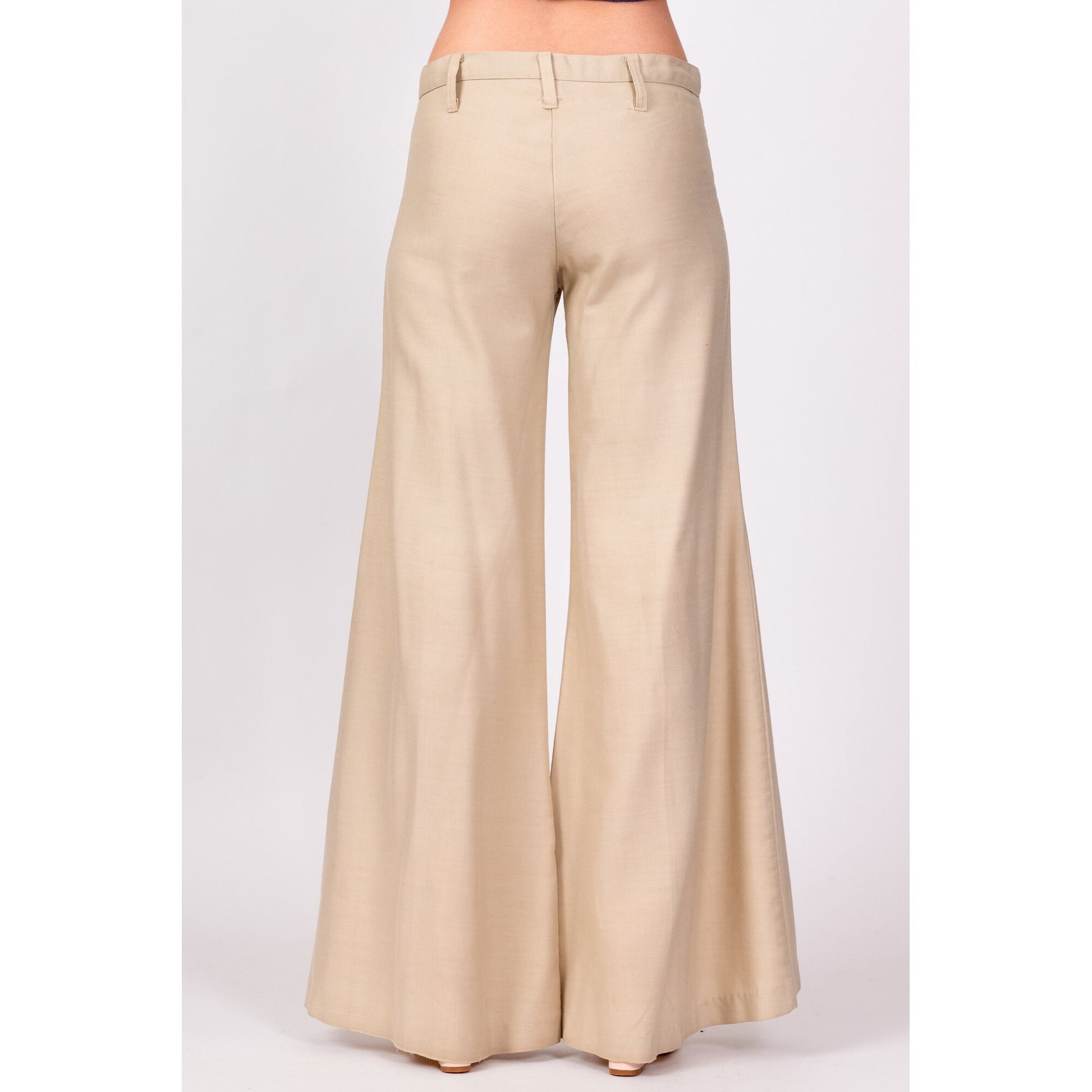 70s Khaki Low Rise Bell Bottoms - Extra Small 