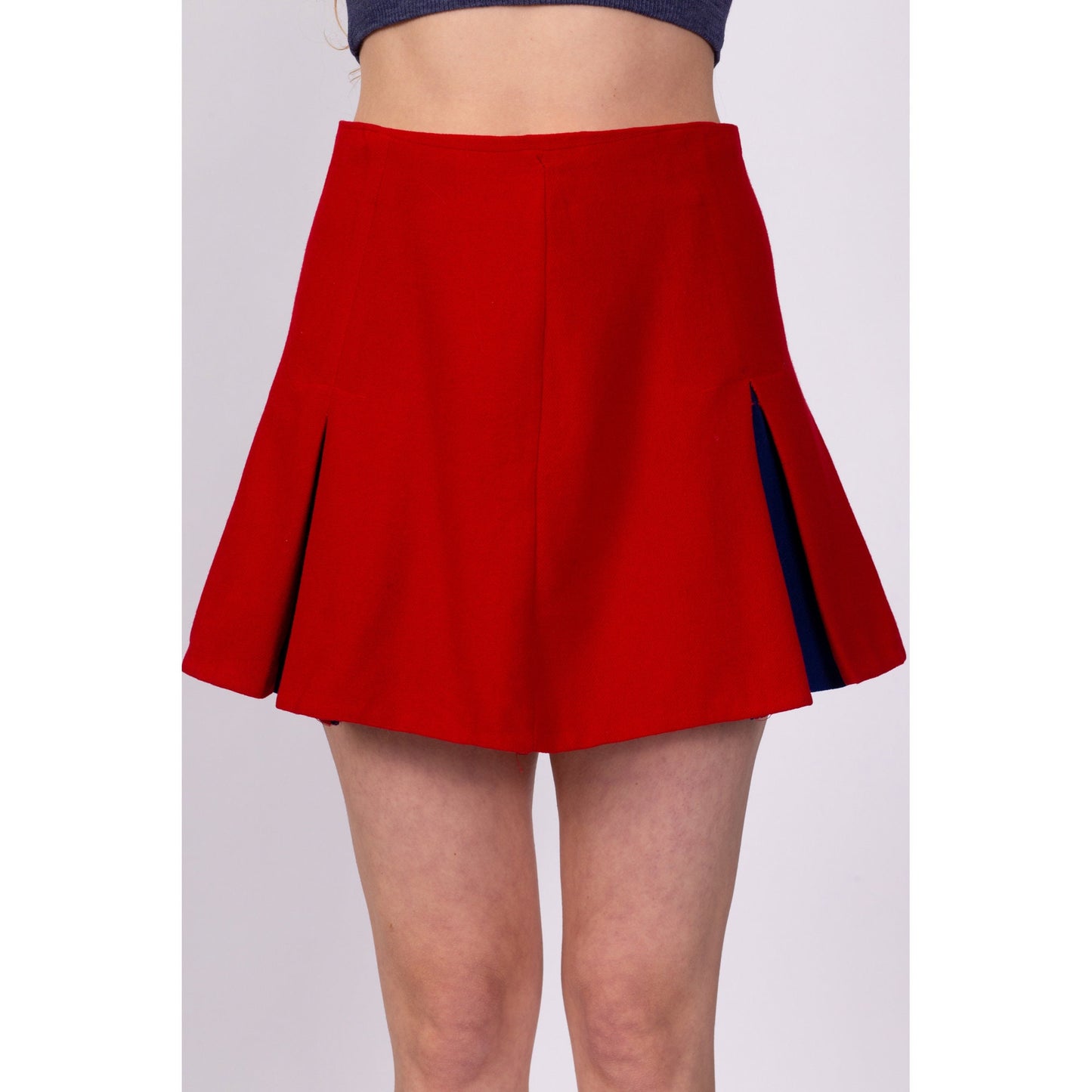 70s Red Cheerleader Mini Skirt - Medium, 28" 