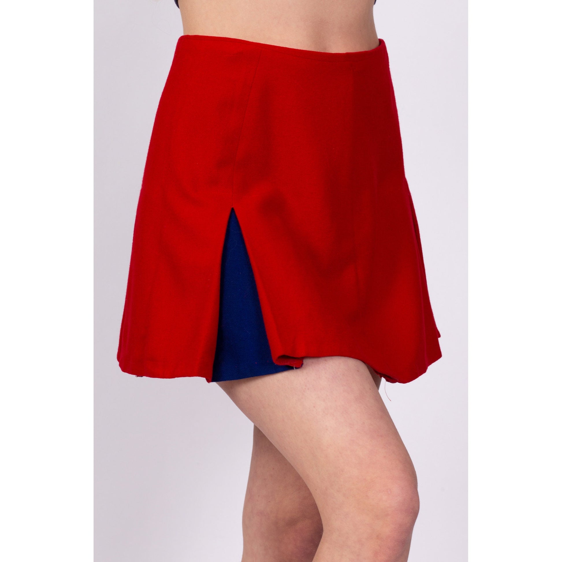 70s Red Cheerleader Mini Skirt - Medium, 28" 