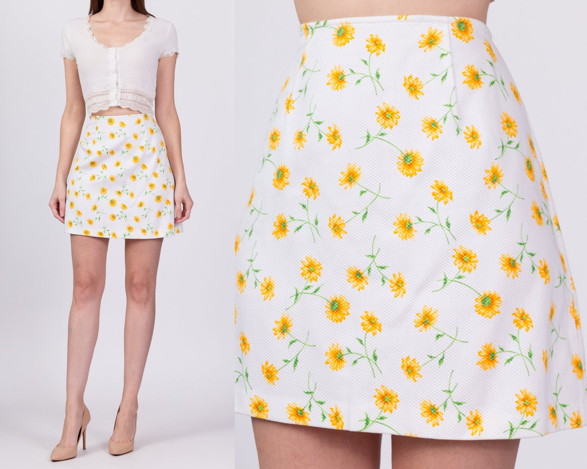 90s Express Floral Mini Skirt - Small, 26" 