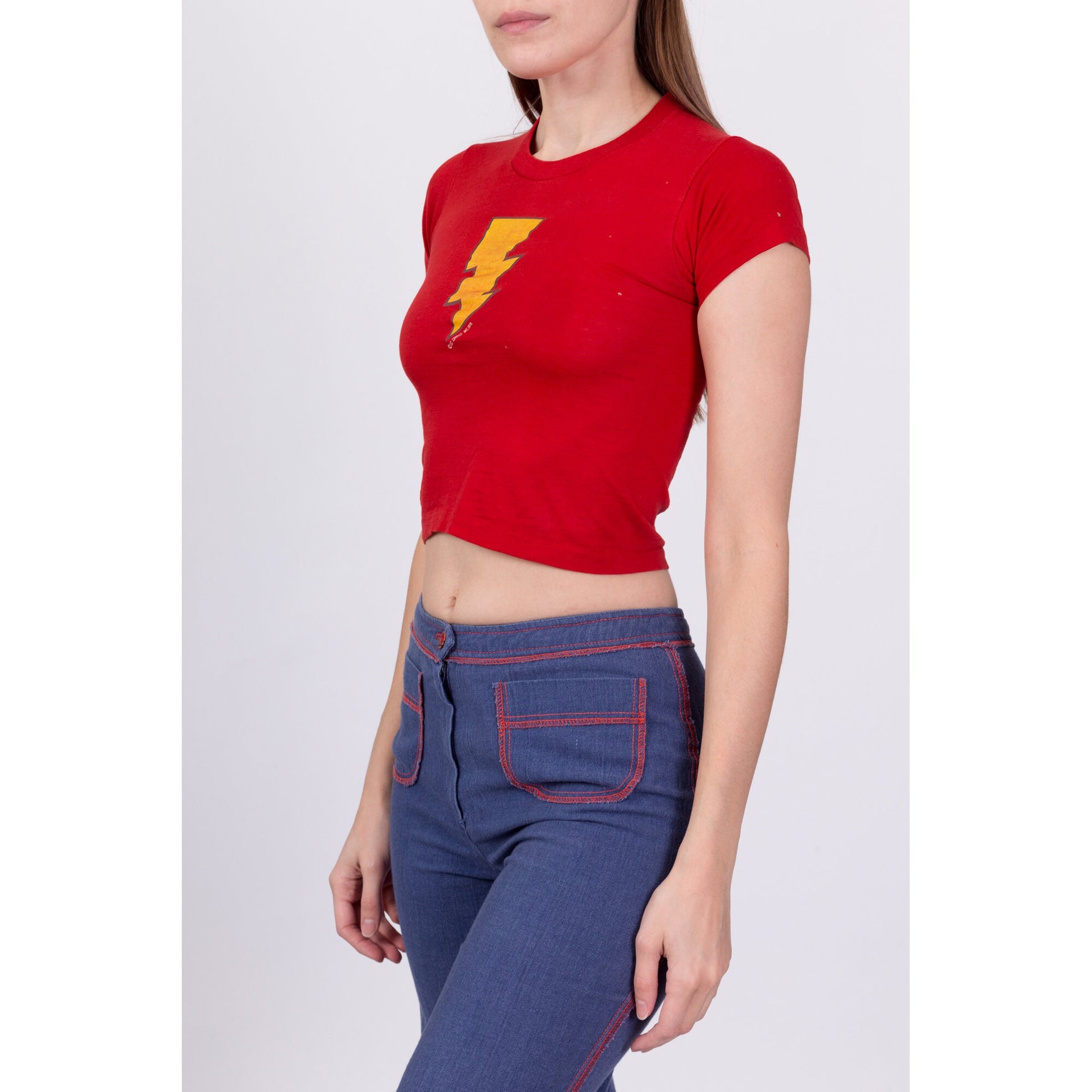 70s The Flash DC Comics Cropped T Shirt - XXS 