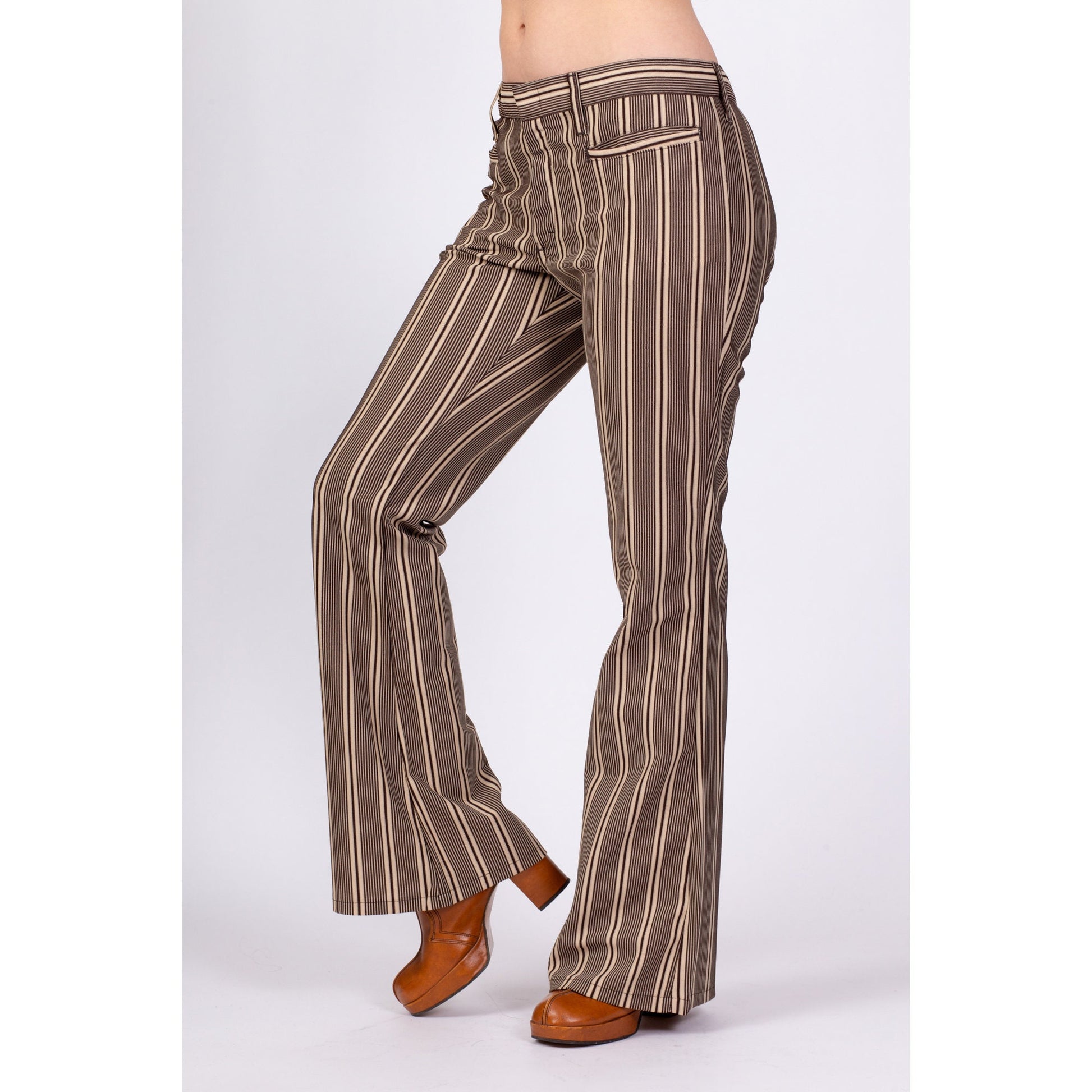 70s Brown & White Striped Bell Bottoms - Medium to Large – Flying Apple  Vintage