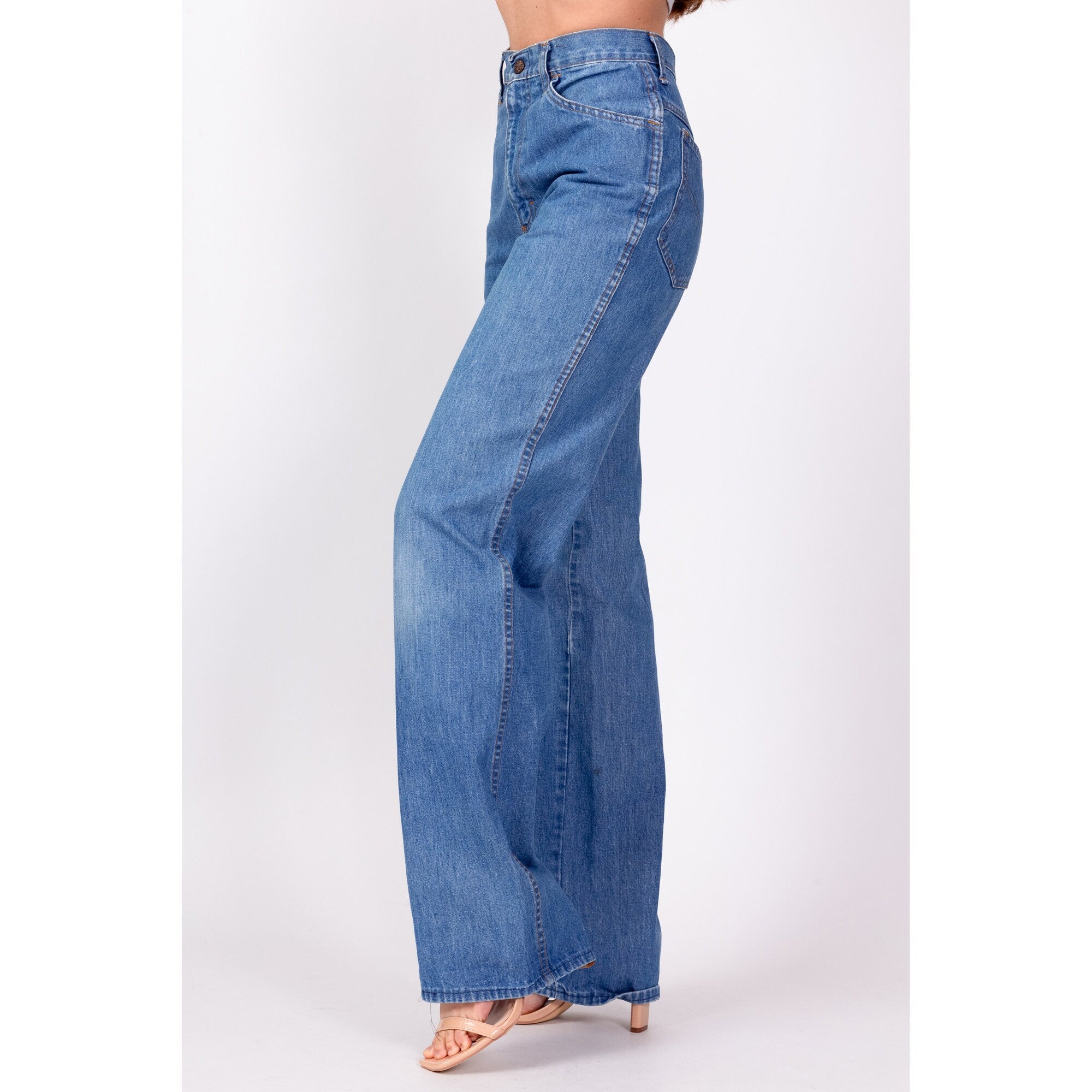 70s High Waisted Bootcut Jeans Extra Small 24 Flying Apple Vintage