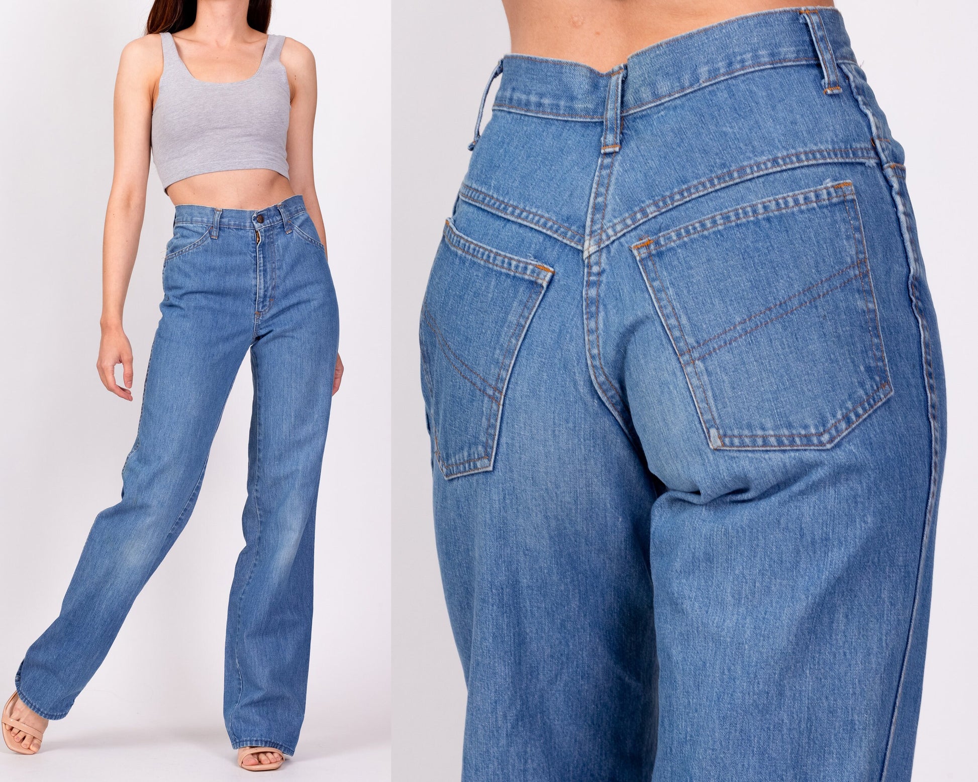 70s High Waisted Bootcut Jeans - Extra Small, 24" 