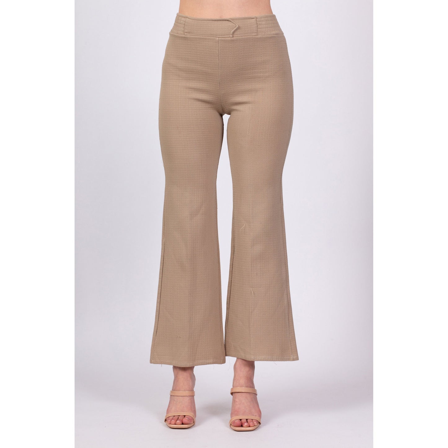 70s Taupe High Waisted Flared Pants - XS to Petite Small, 25"-27" 