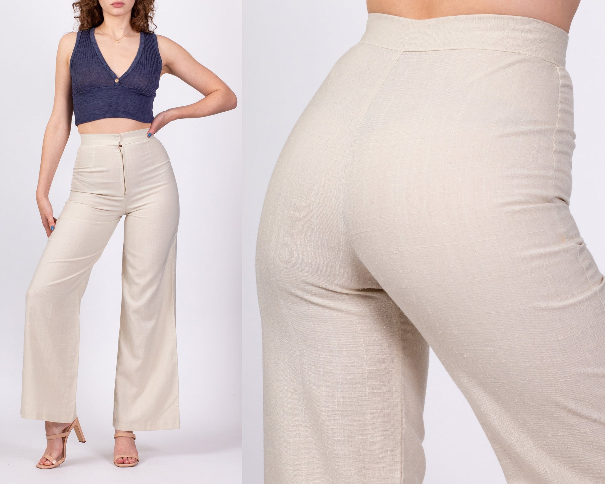 Off white high waisted wide leg pants Clearance