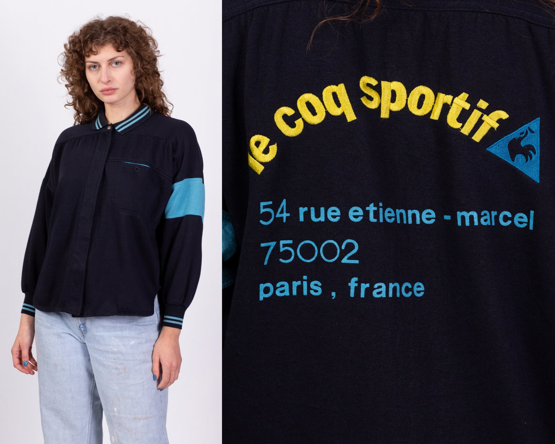80s Le Coq Sportif Cardigan Sweatshirt - Medium 