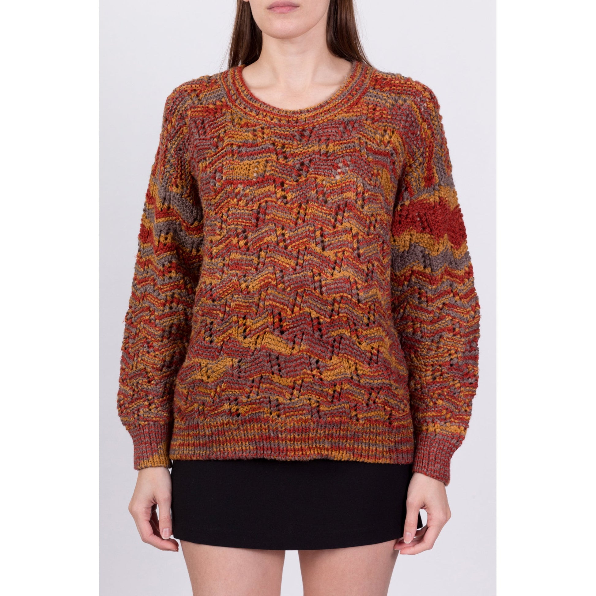 Vintage Abstract Knit Sweater - Medium to Large 