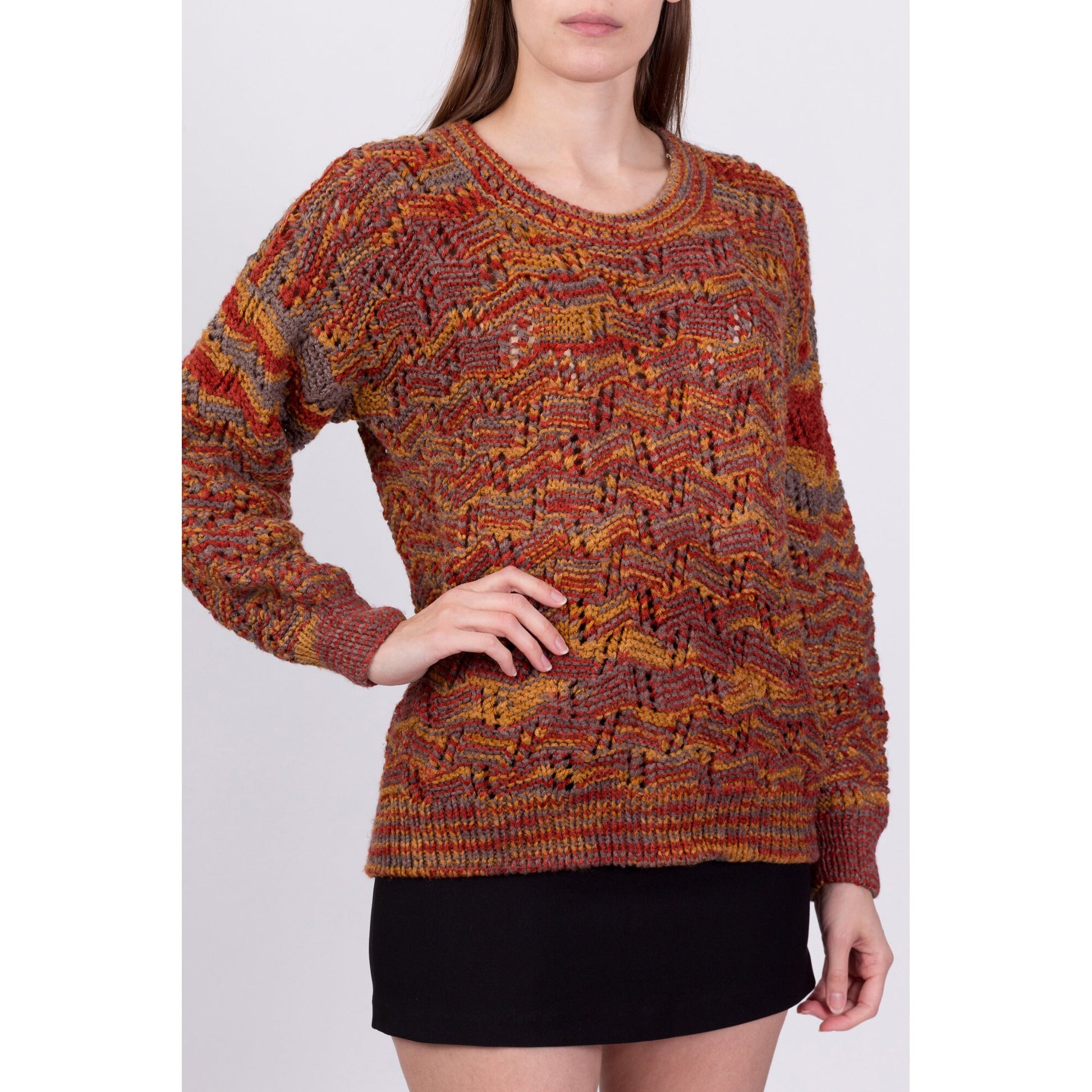Vintage Abstract Knit Sweater - Medium to Large 