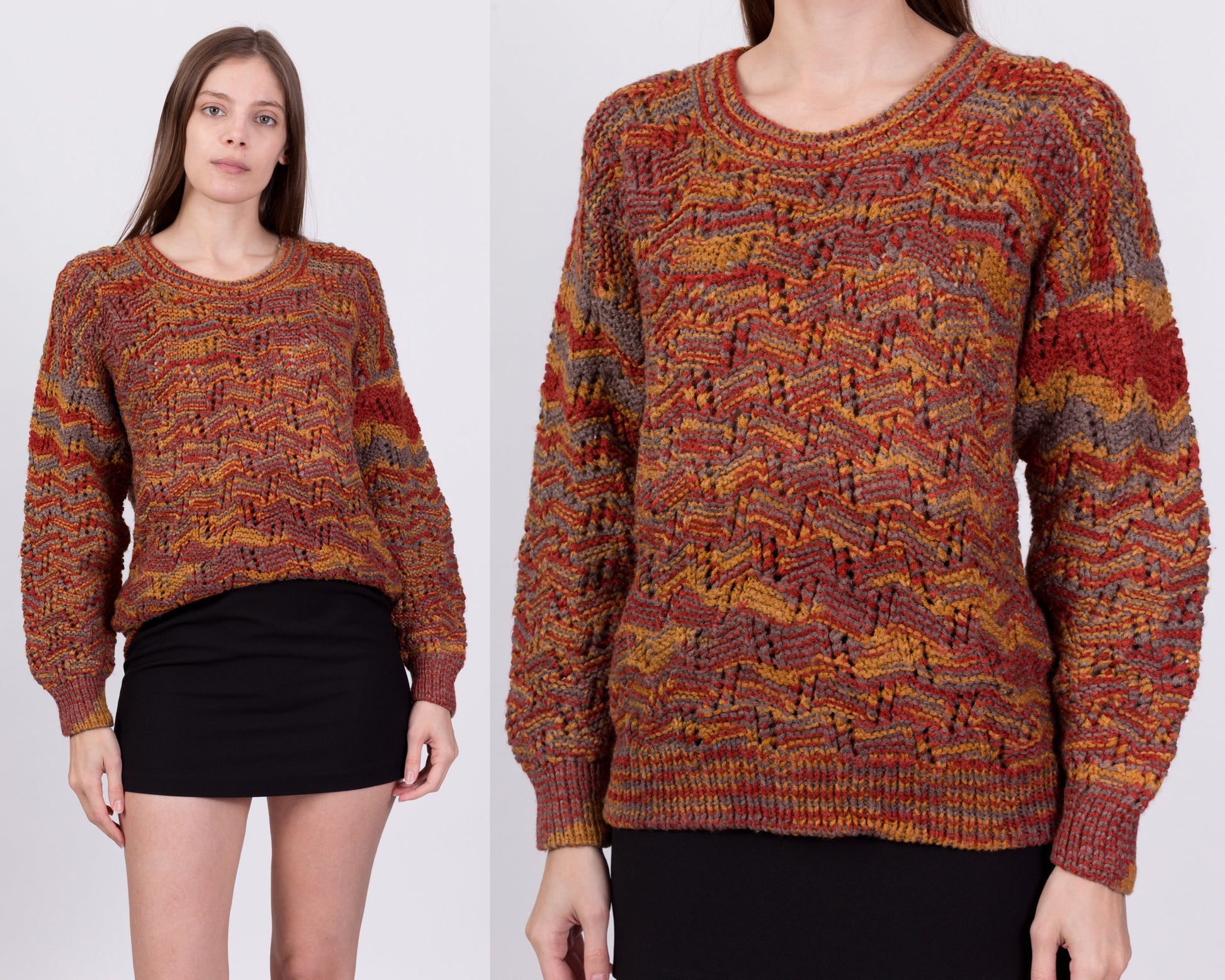 Vintage Abstract Knit Sweater - Medium to Large 