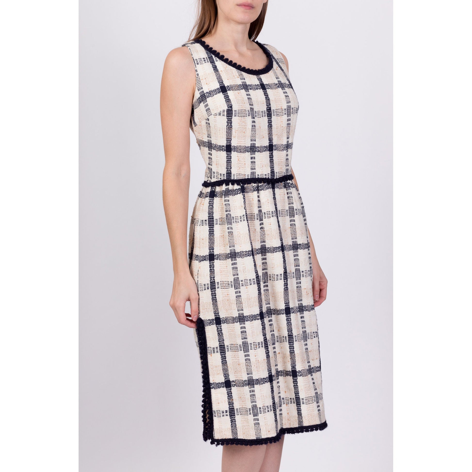 1960s Parade Plaid Knit Midi Dress - Medium 
