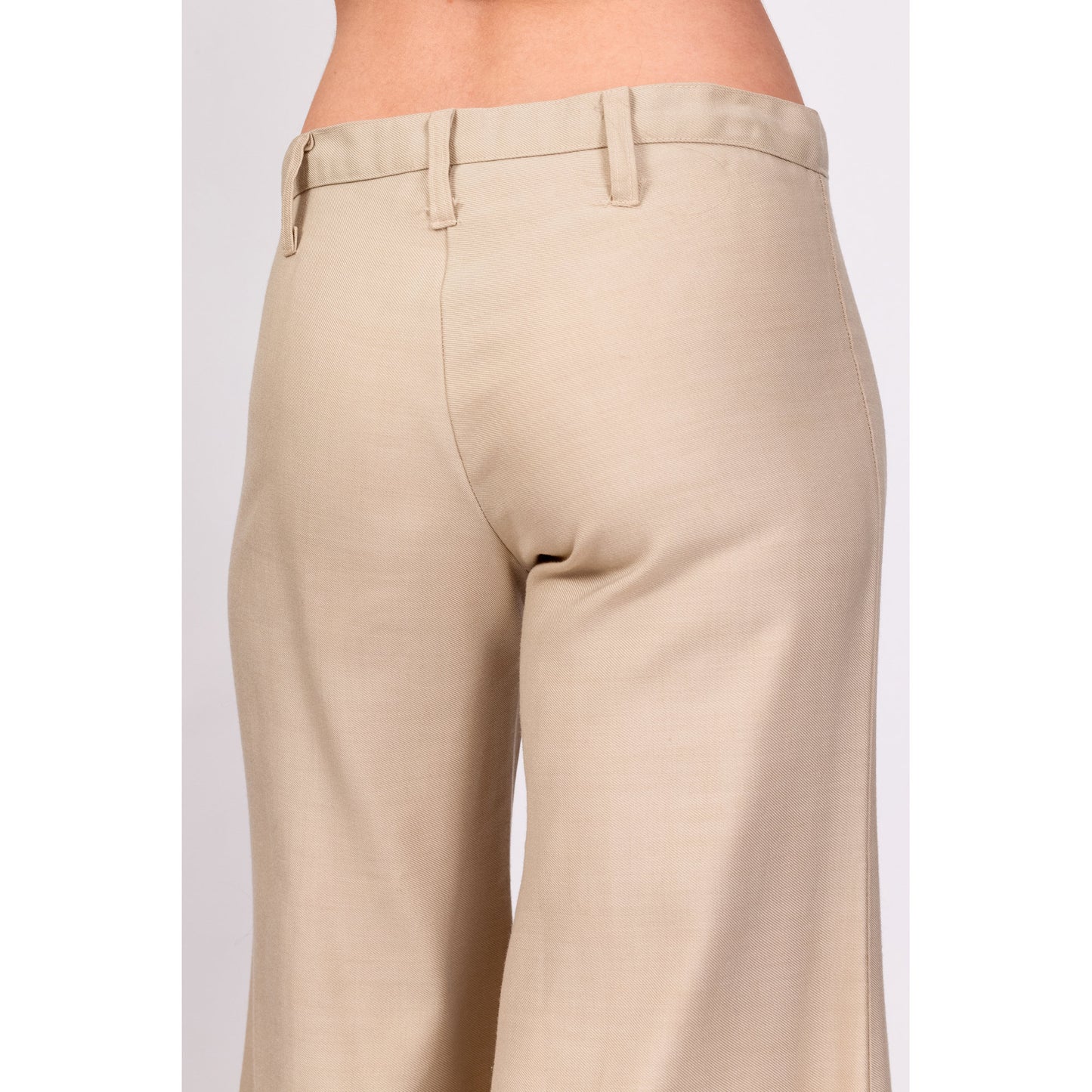 70s Khaki Low Rise Bell Bottoms - Extra Small 