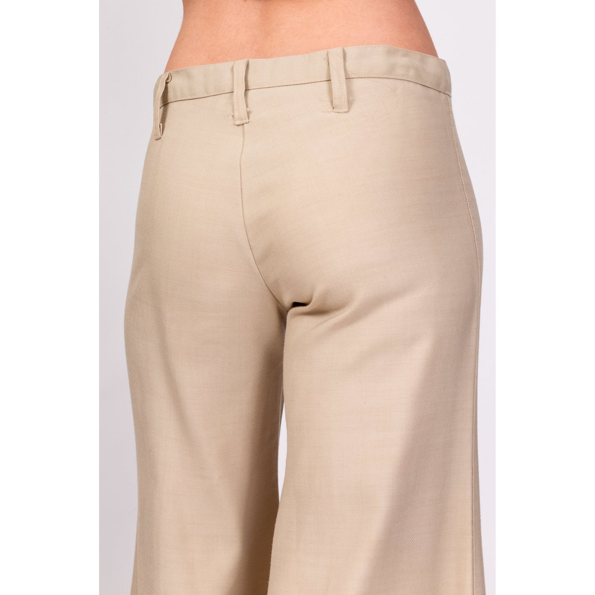 70s Khaki Low Rise Bell Bottoms - Extra Small 