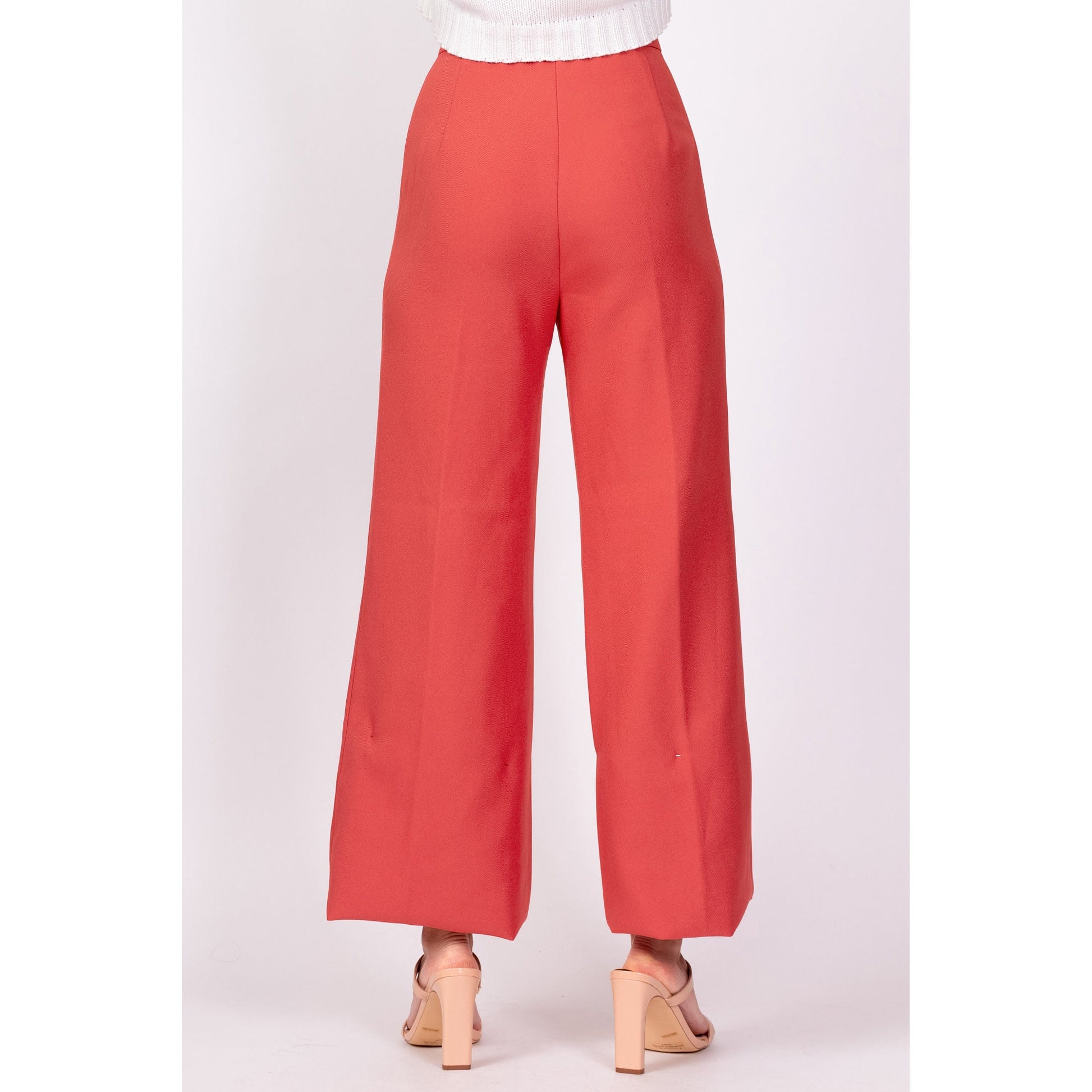 70s Salmon Pink High Waisted Flared Pants - Extra Small, 23.5 – Flying  Apple Vintage