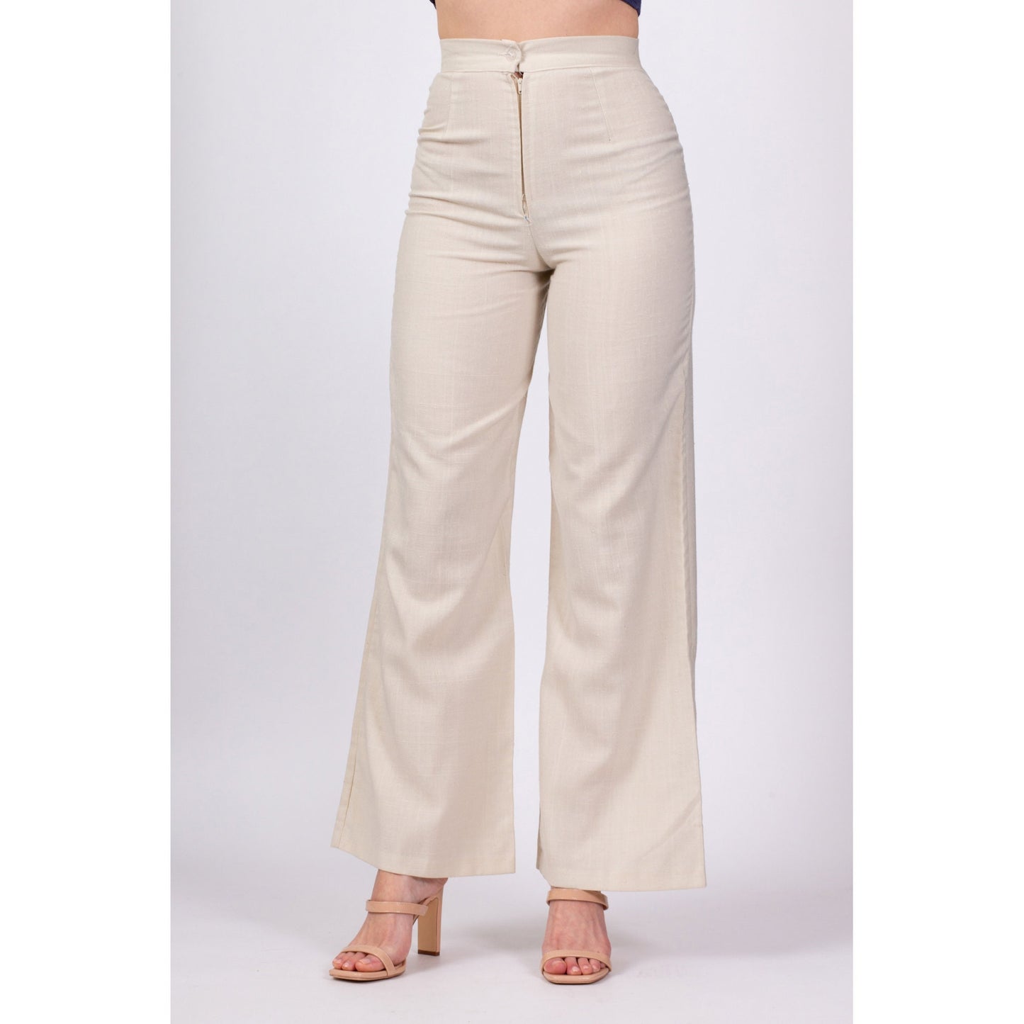 70s Off-White High Waisted Pants - Extra Small, 25" 