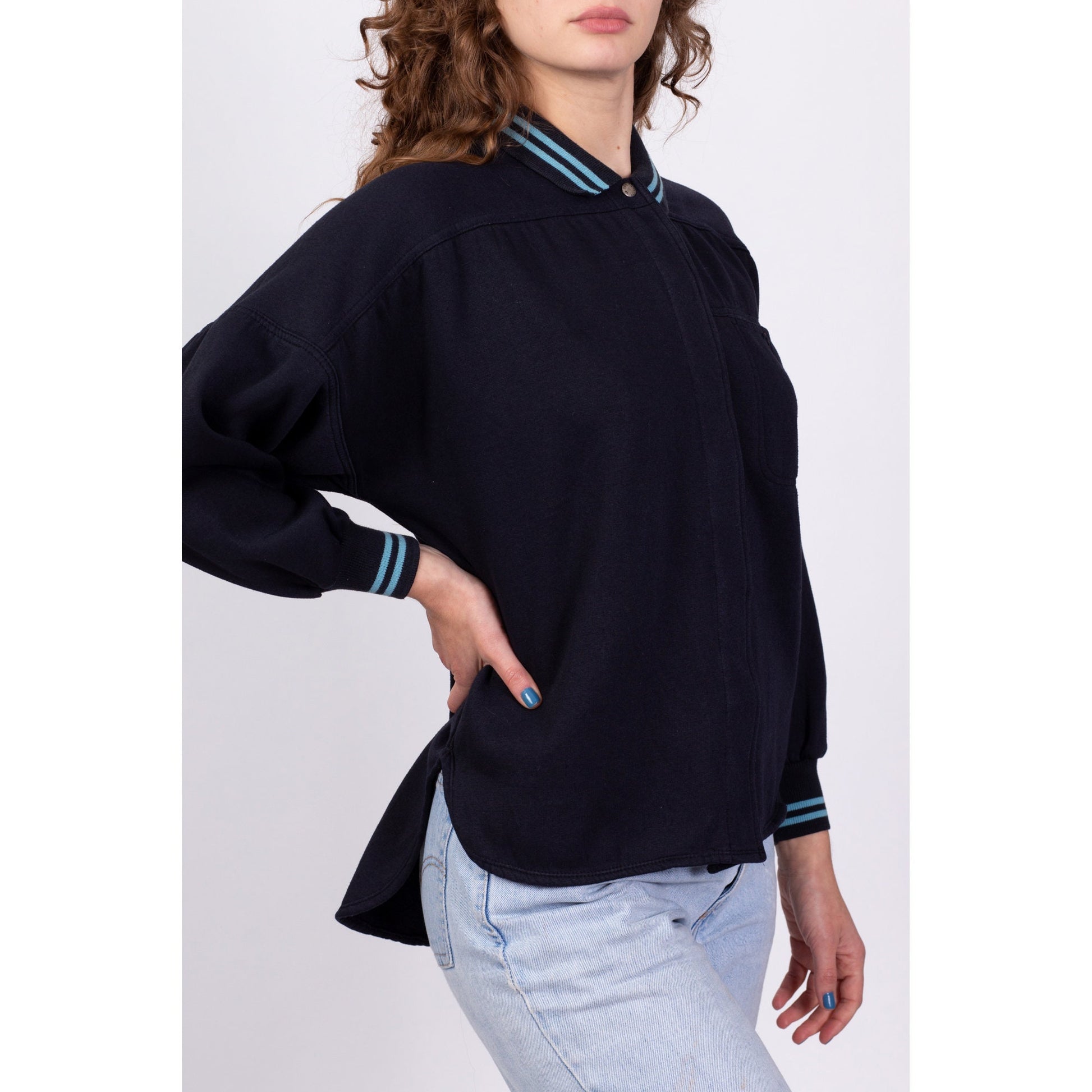 80s Le Coq Sportif Cardigan Sweatshirt - Medium 