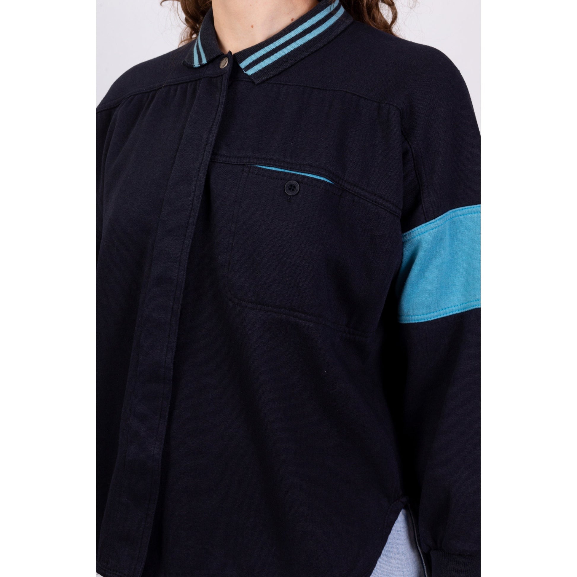 80s Le Coq Sportif Cardigan Sweatshirt - Medium 