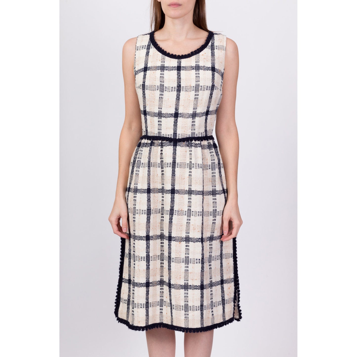 1960s Parade Plaid Knit Midi Dress - Medium 