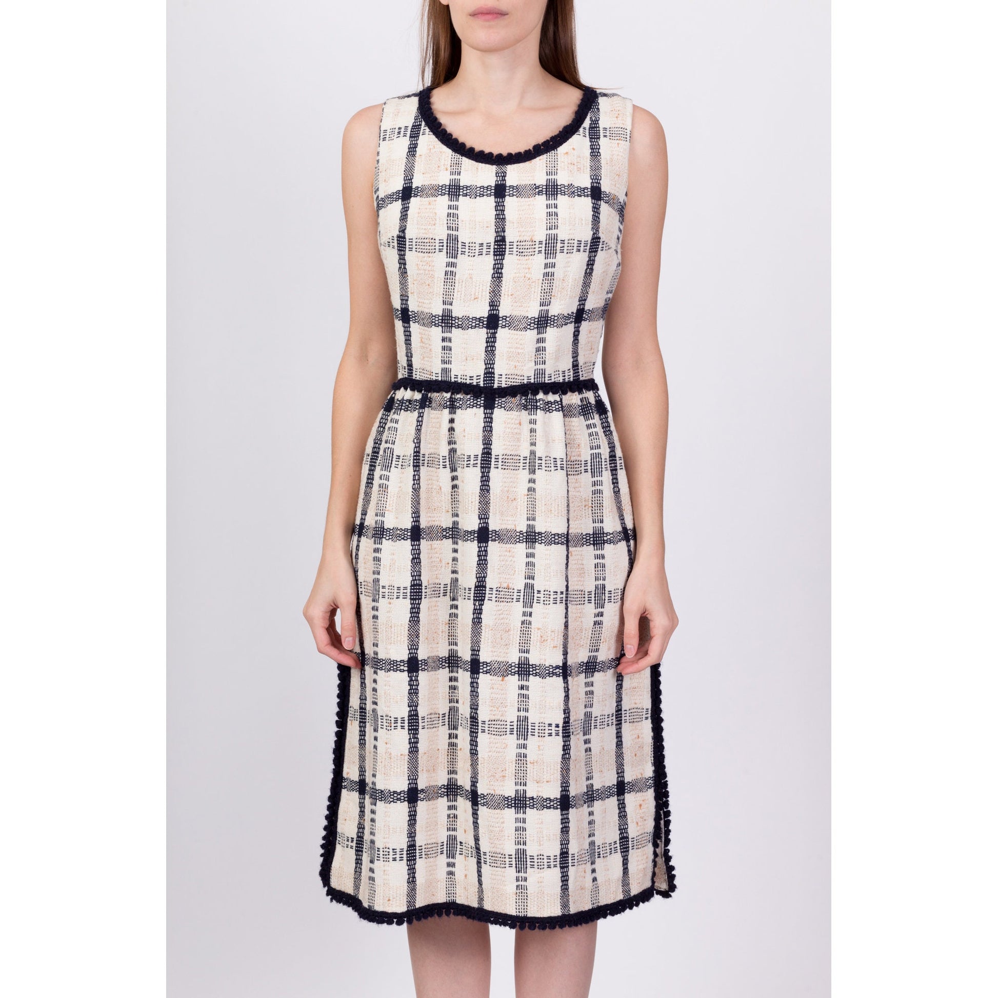 1960s Parade Plaid Knit Midi Dress - Medium 