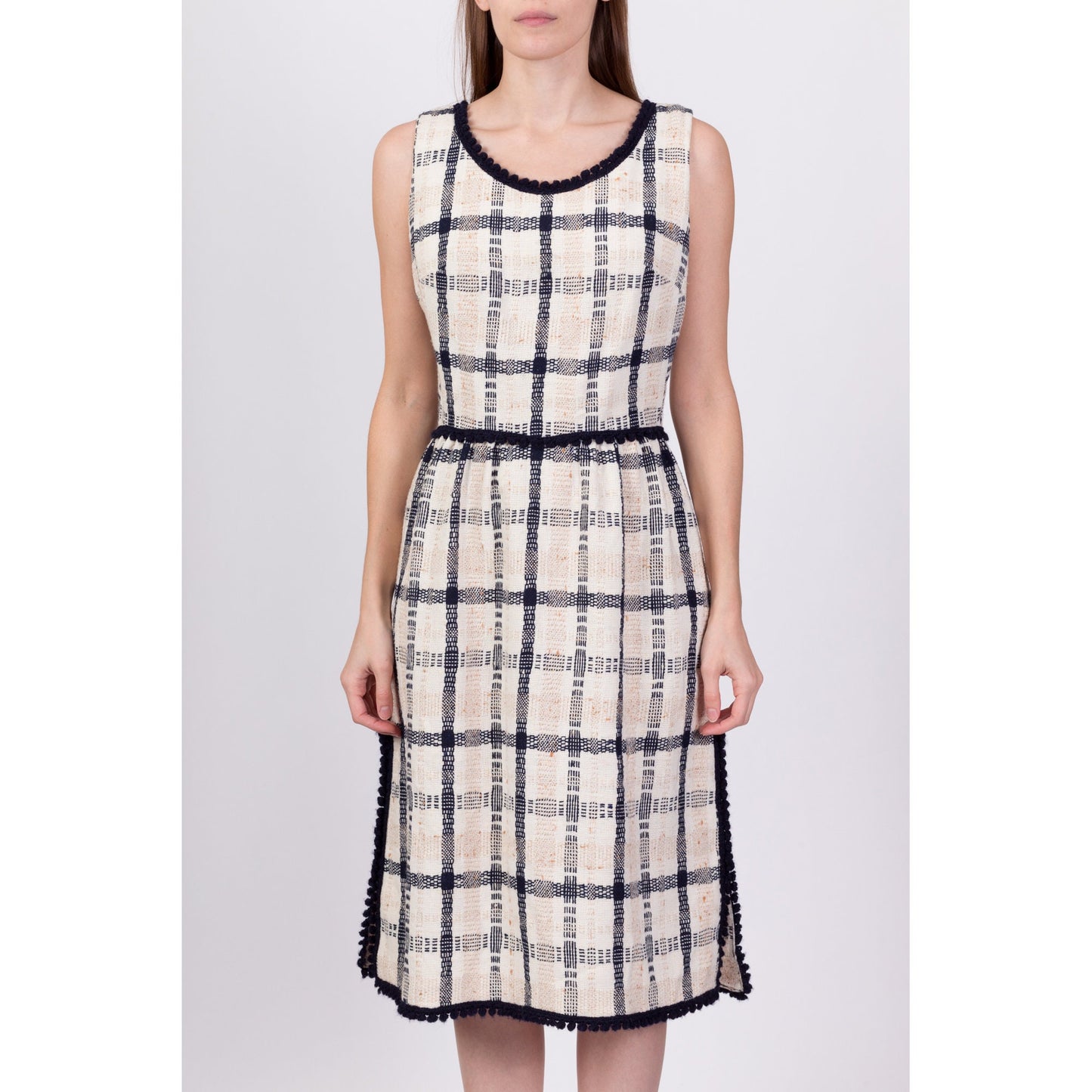 1960s Parade Plaid Knit Midi Dress - Medium 