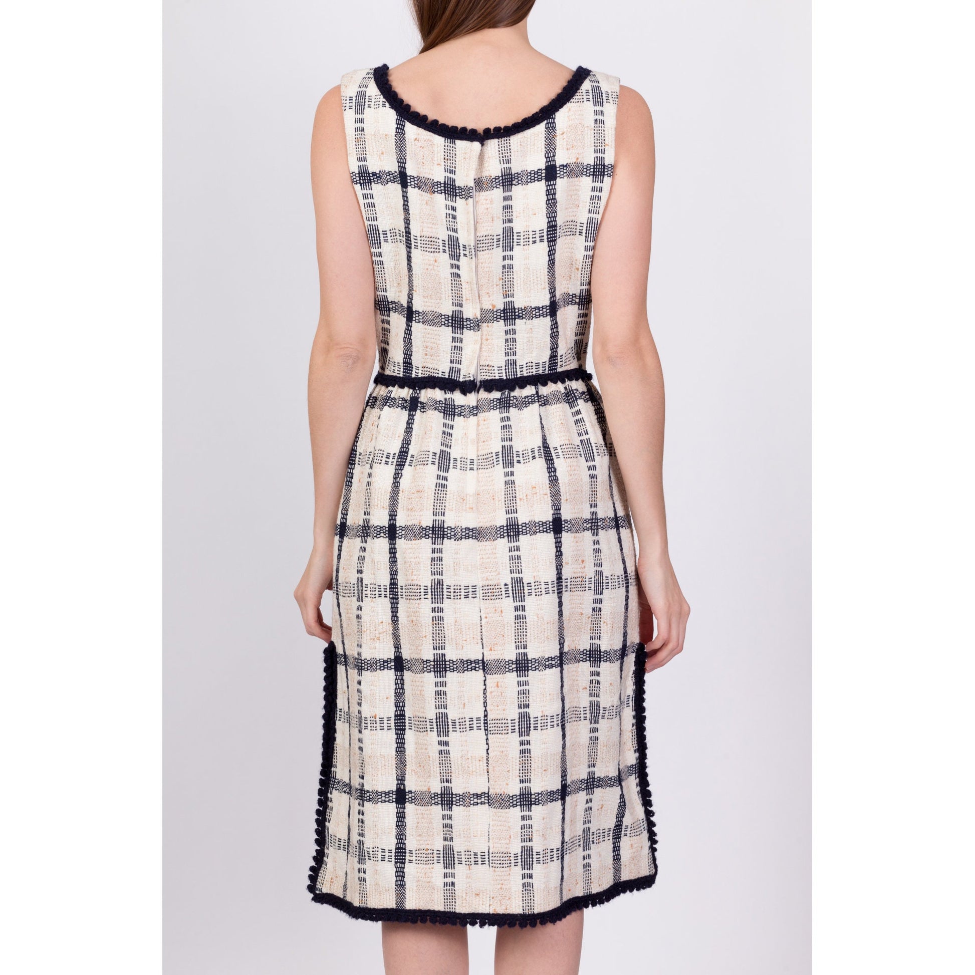 1960s Parade Plaid Knit Midi Dress - Medium 