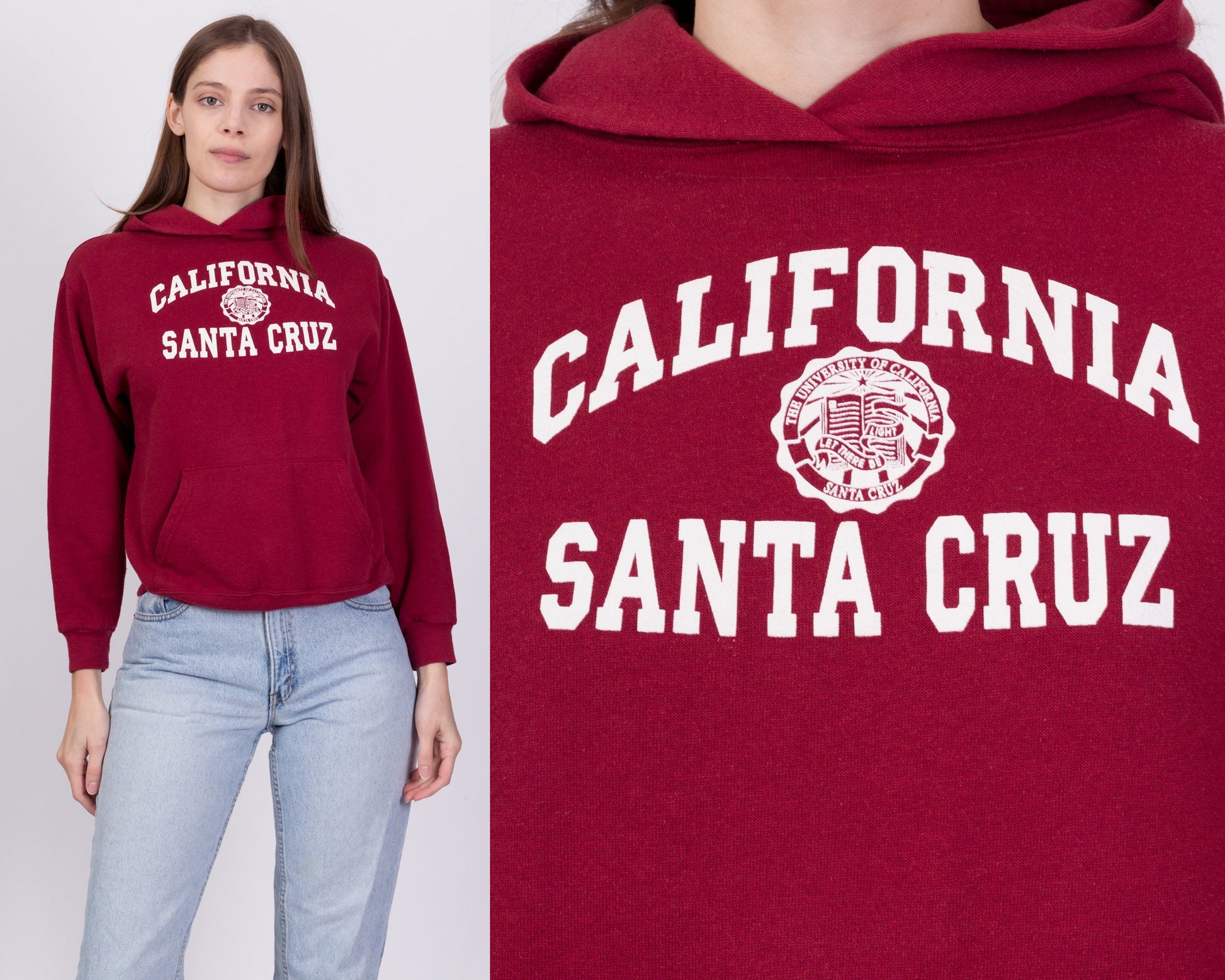 90s University Of California Santa Cruz Cropped Hoodie - Extra Small