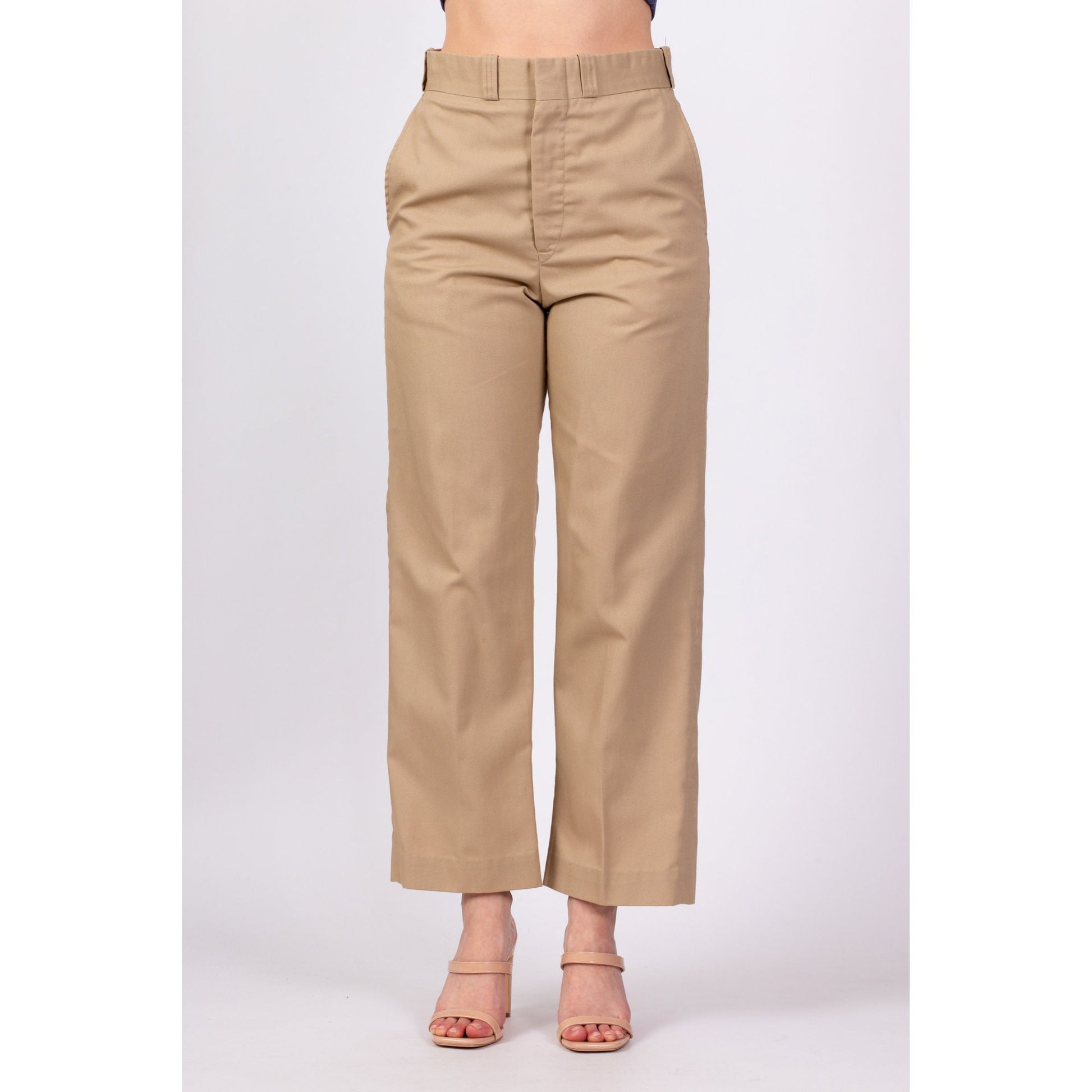 70s Khaki Straight Leg Pants - Men's Small, Women's Medium, 29.5"