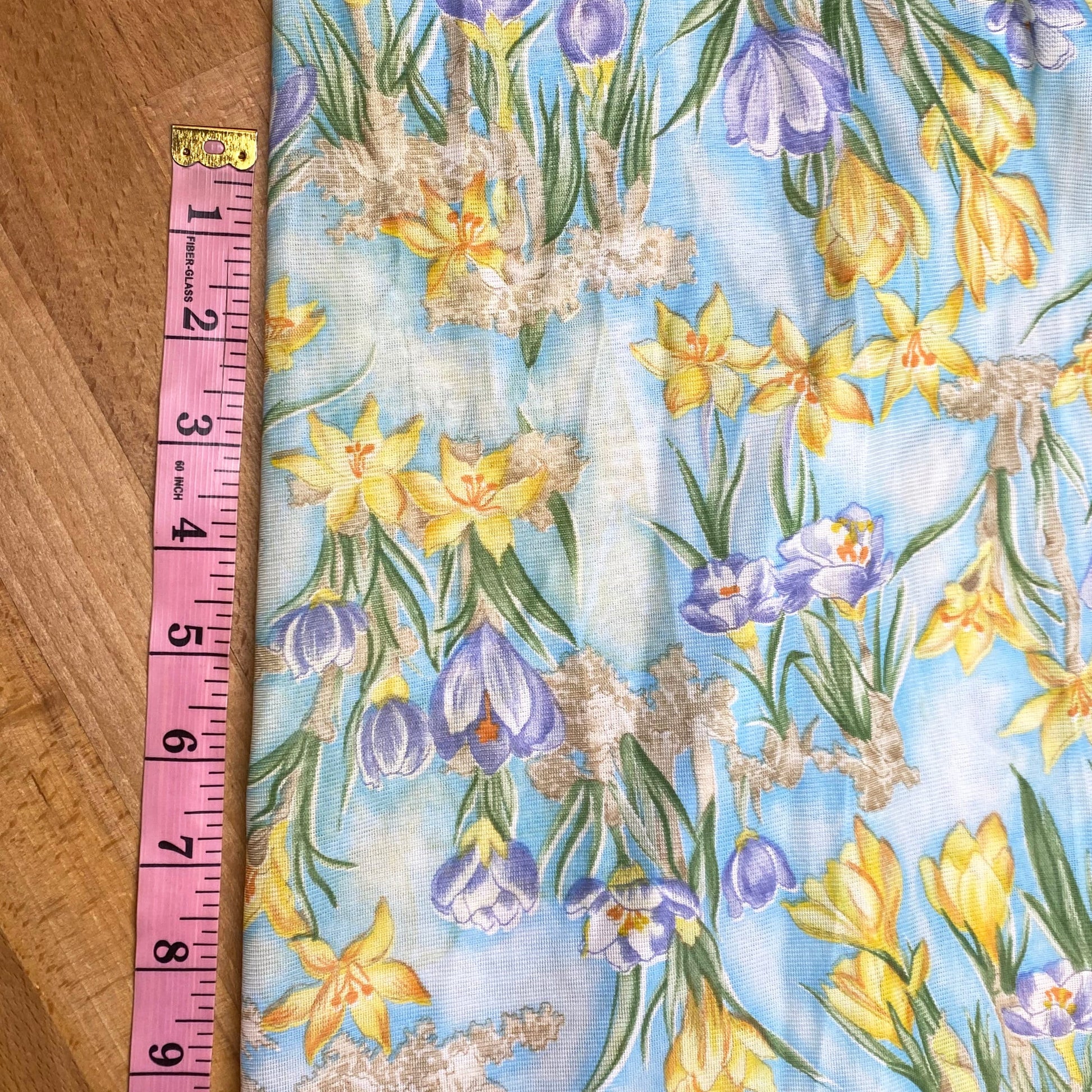 70s Sheer Blue Floral Sundress - Small