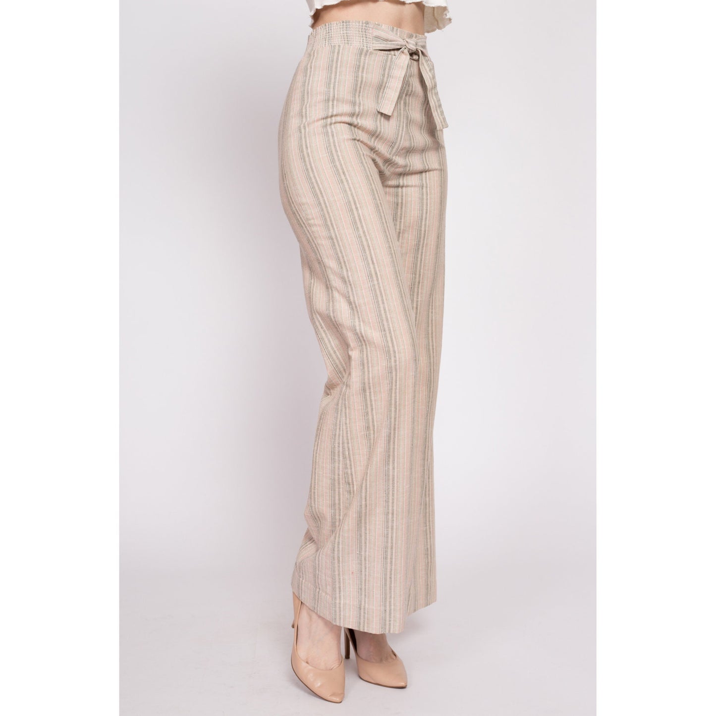 70s Striped High Waisted Flared Pants - XS to Small