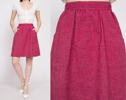 1960s Magenta Pink Mini Skirt - Small