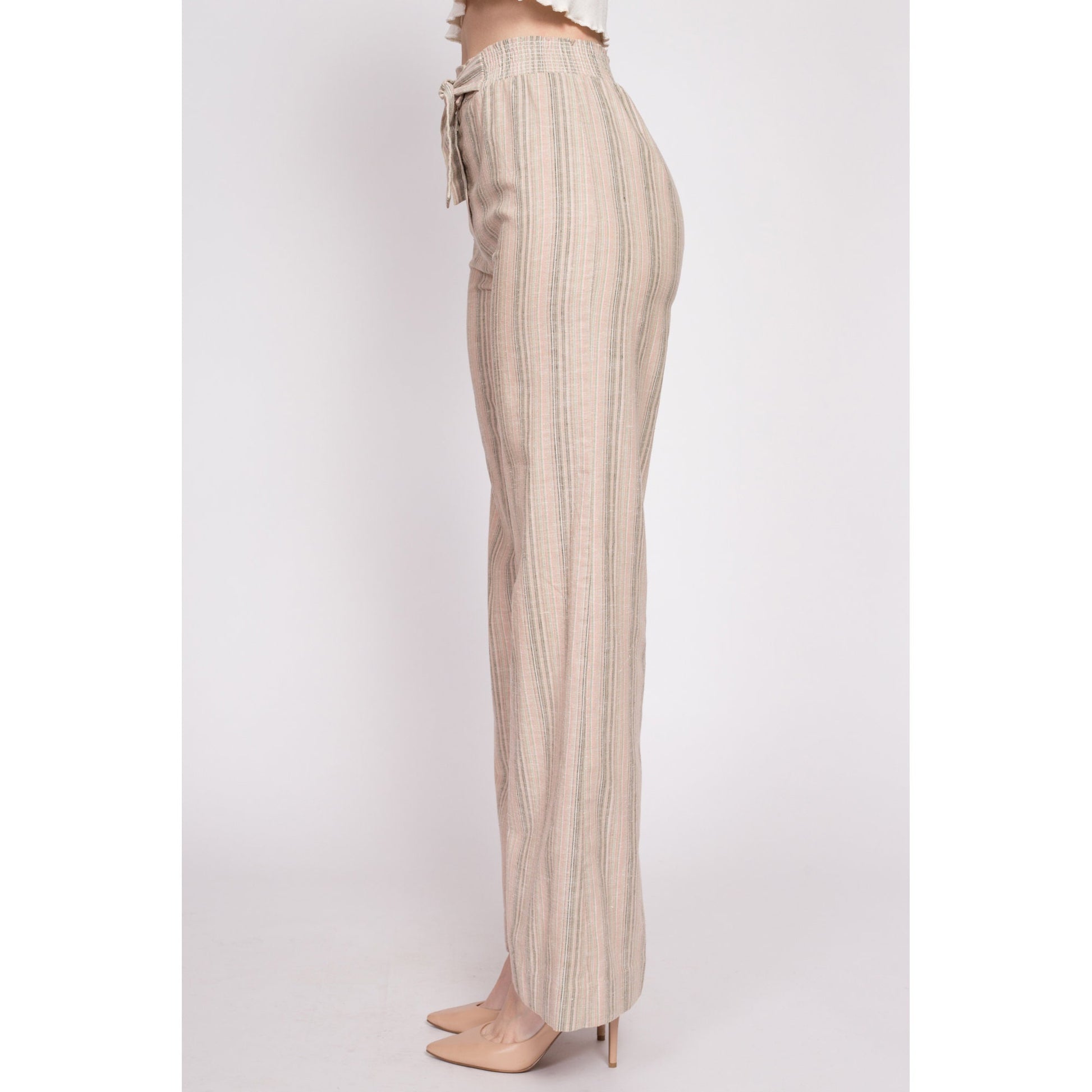 70s Striped High Waisted Flared Pants - XS to Small