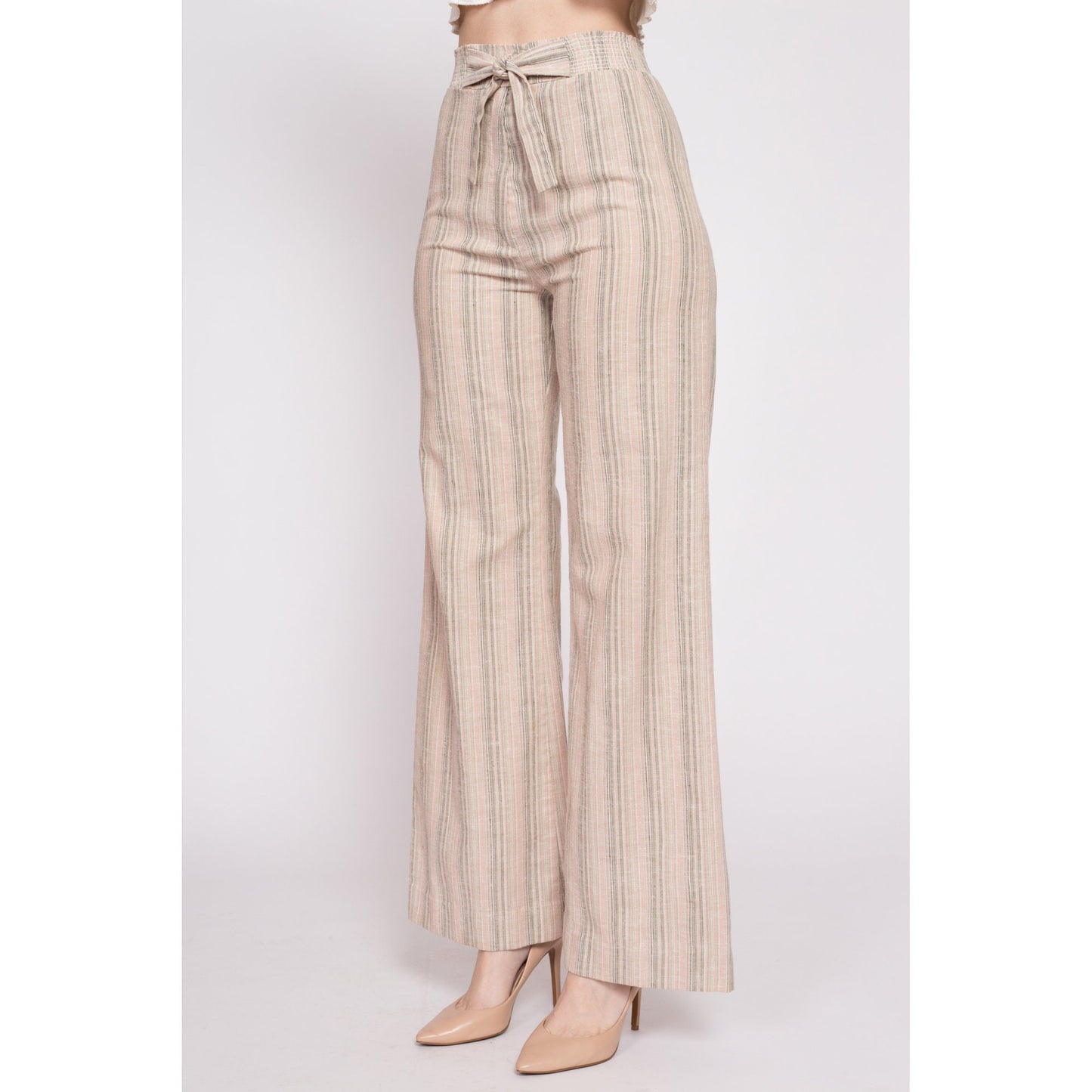 70s Striped High Waisted Flared Pants - XS to Small