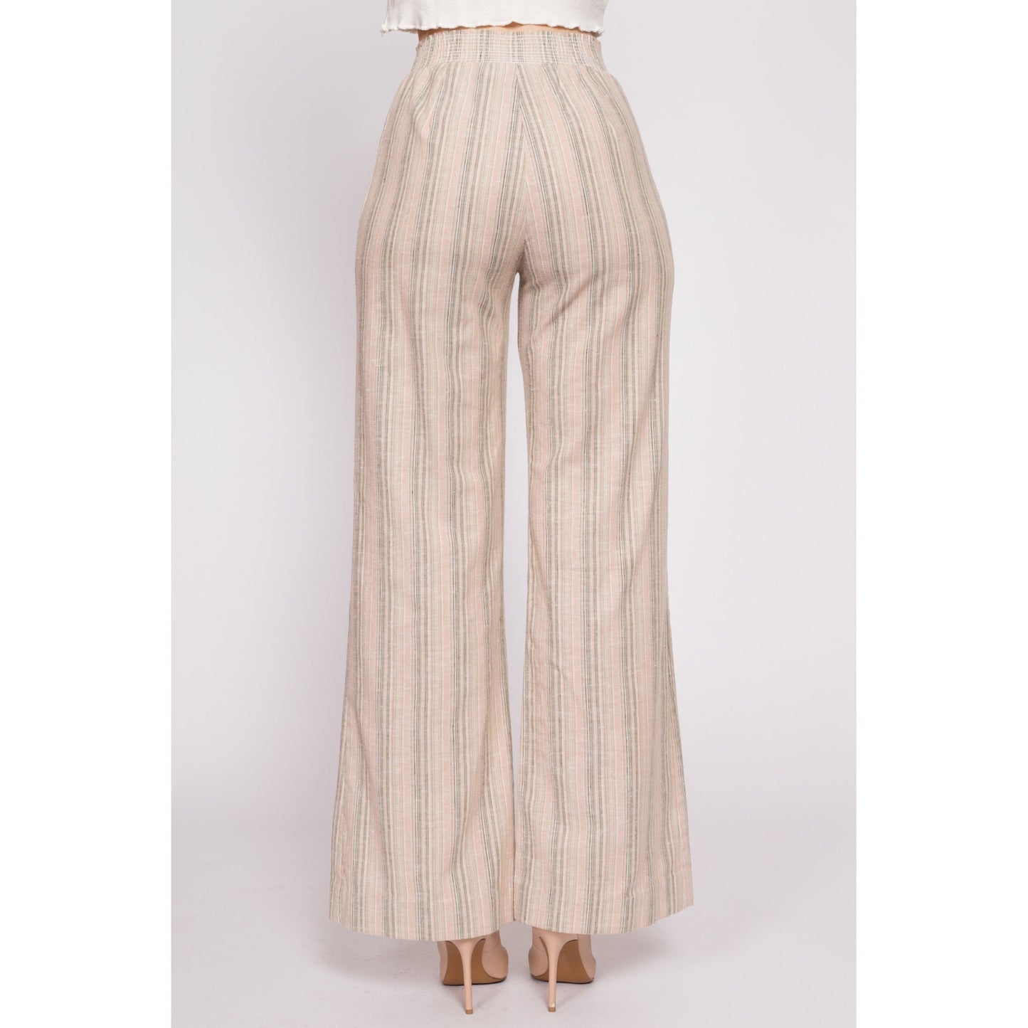 70s Striped High Waisted Flared Pants - XS to Small