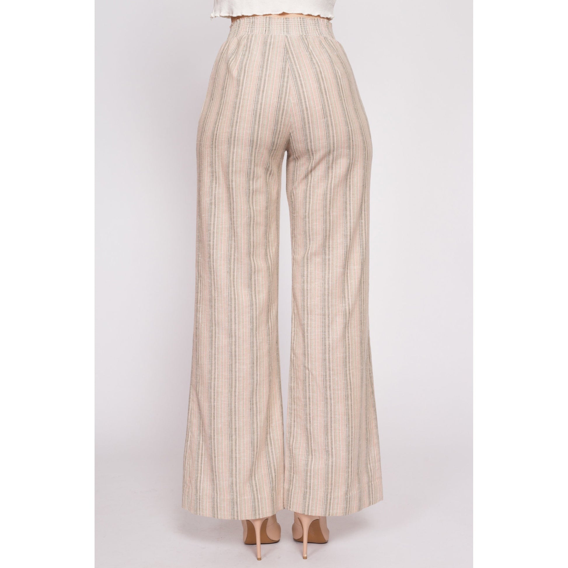 70s Striped High Waisted Flared Pants - XS to Small