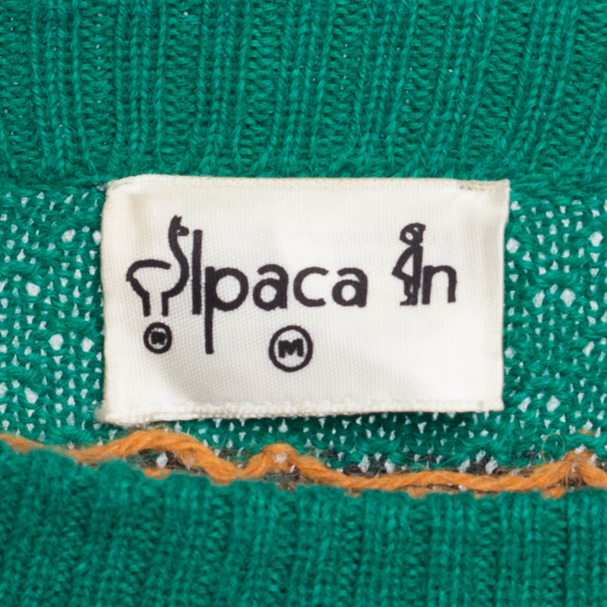 Vintage Green Striped Alpaca Wool Sweater - Men's Medium