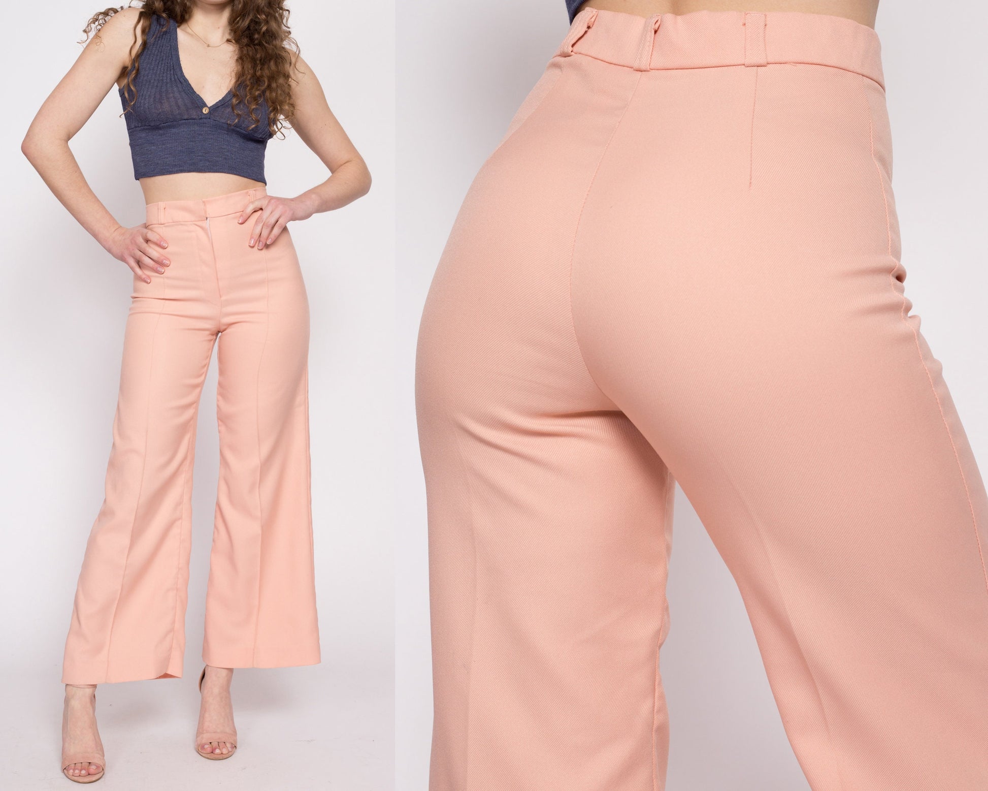 70s Peach Pink Flared Pants - Medium, 28"