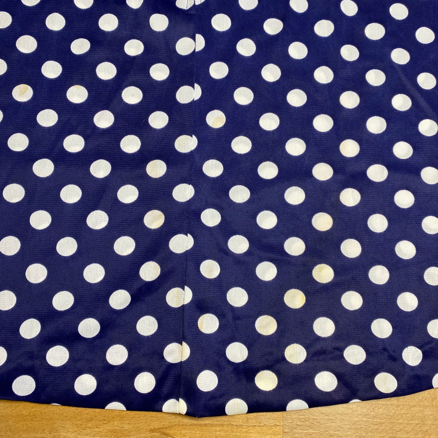 60s 70s Navy Blue Polka Dot Mini Skirt - Extra Small, 25" | Vintage A Line High Waist Retro Skirt