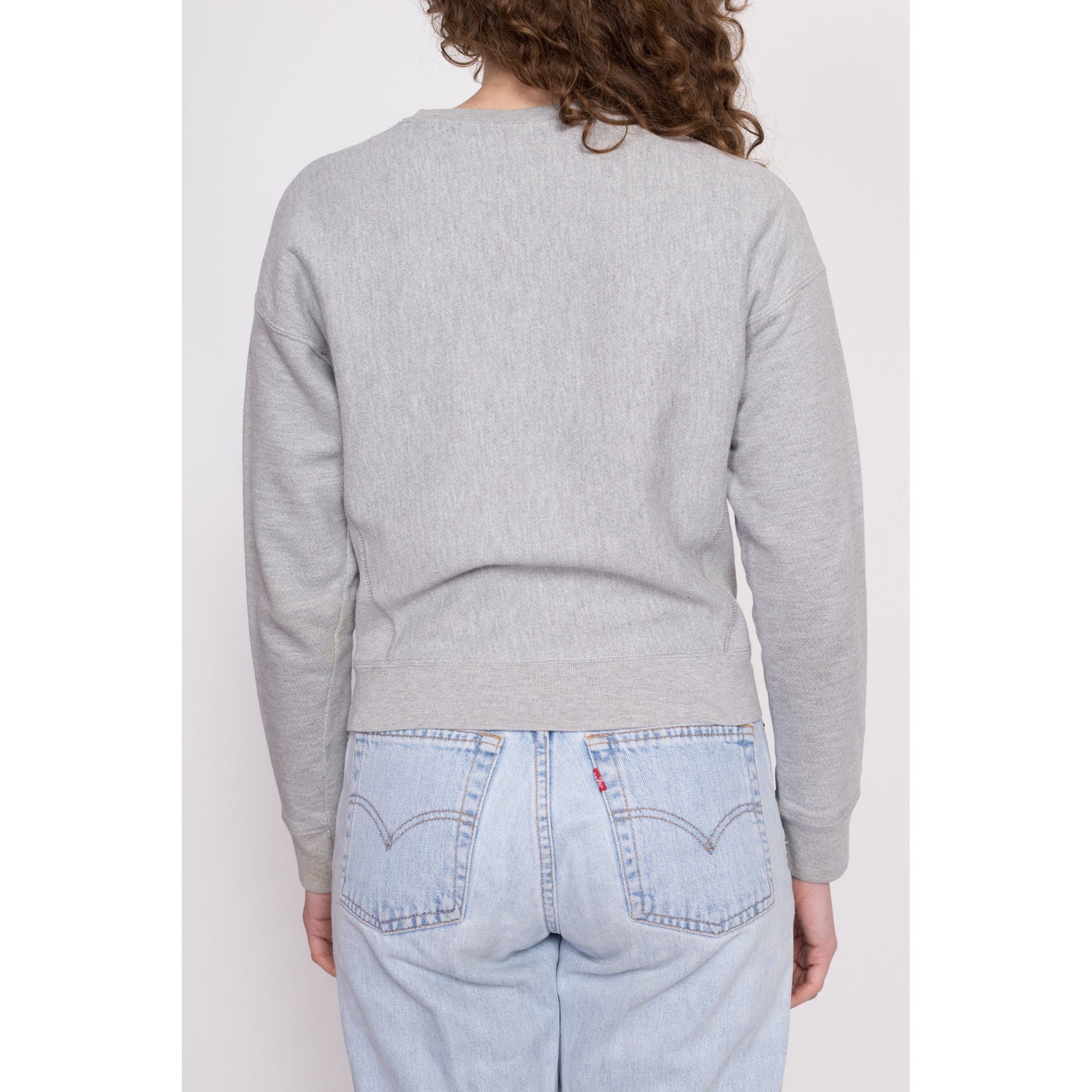Champion Heather Grey Cropped Sweatshirt - Extra Small | Reverse Weave Crew Neck Plain Streetwear Pullover