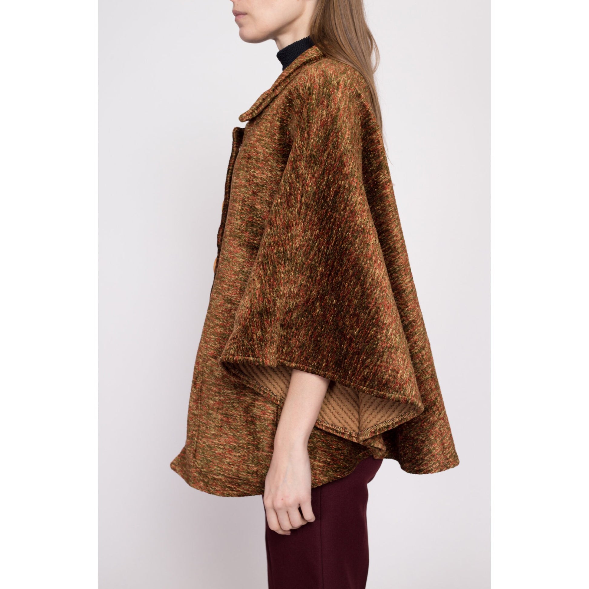 Vintage Plush Tapestry Cape Coat - One Size